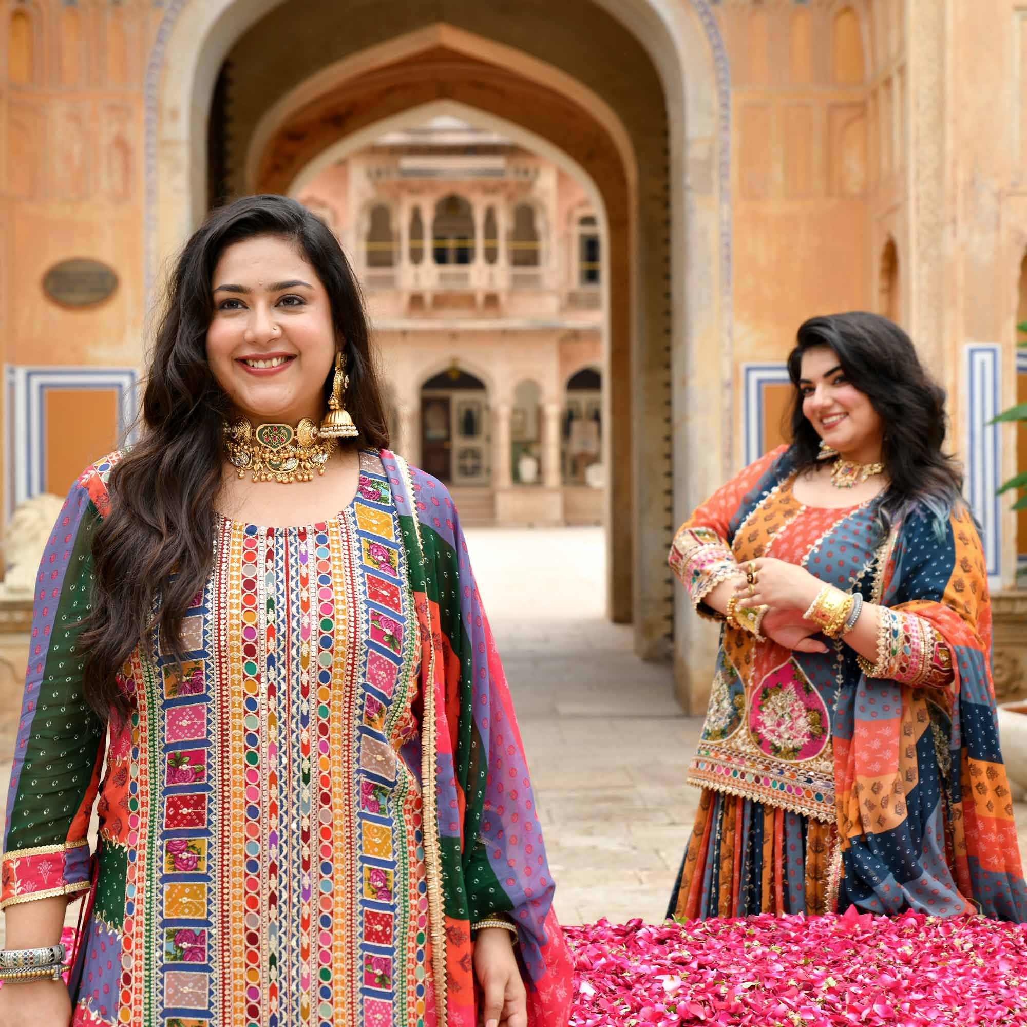 Pitara- Multicolour Modern Fusion Printed Zari Embroidered Lehenga Set