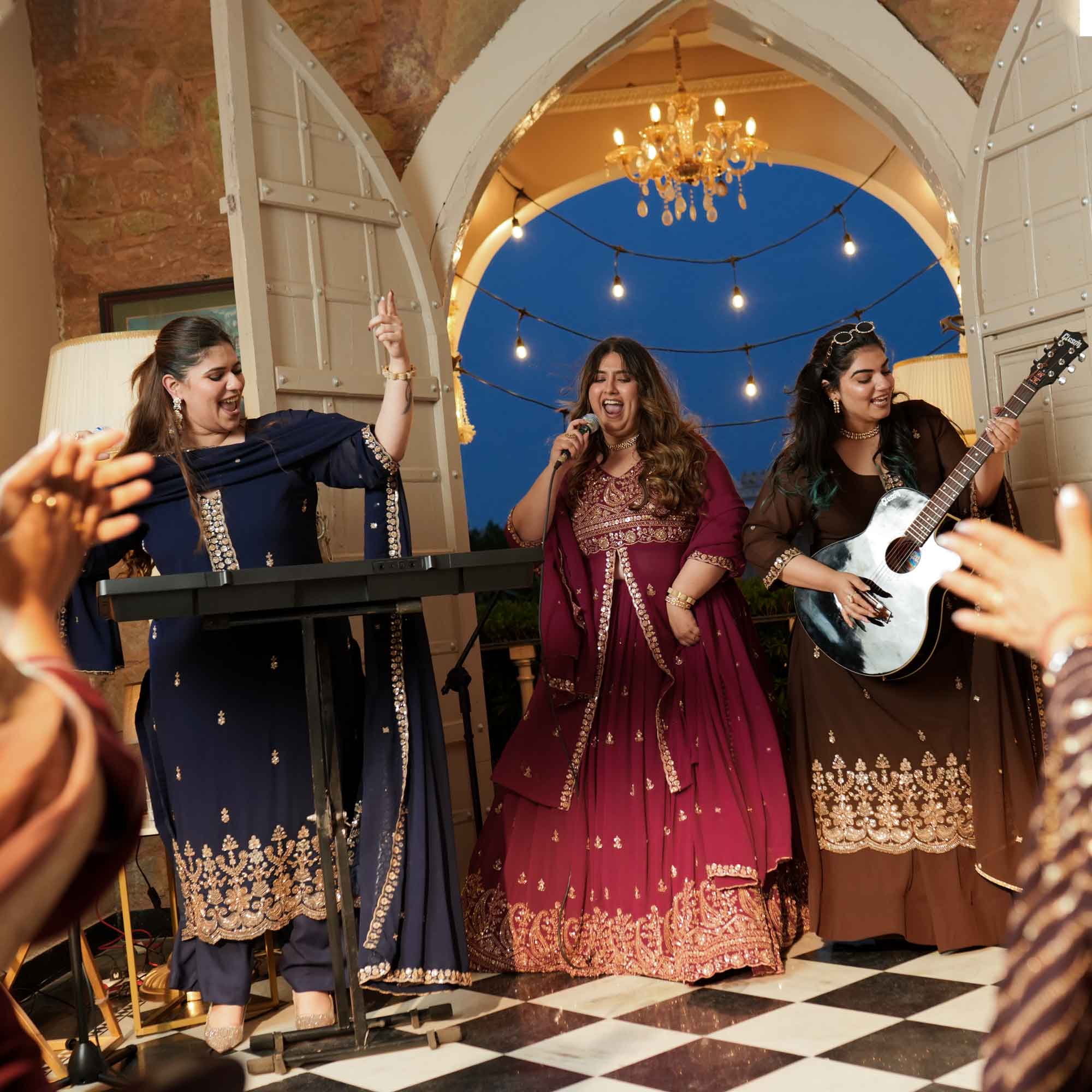 Dekha Ek Khwab- Coffee Cutdana Embroidered Georgette Kurta Skirt Set