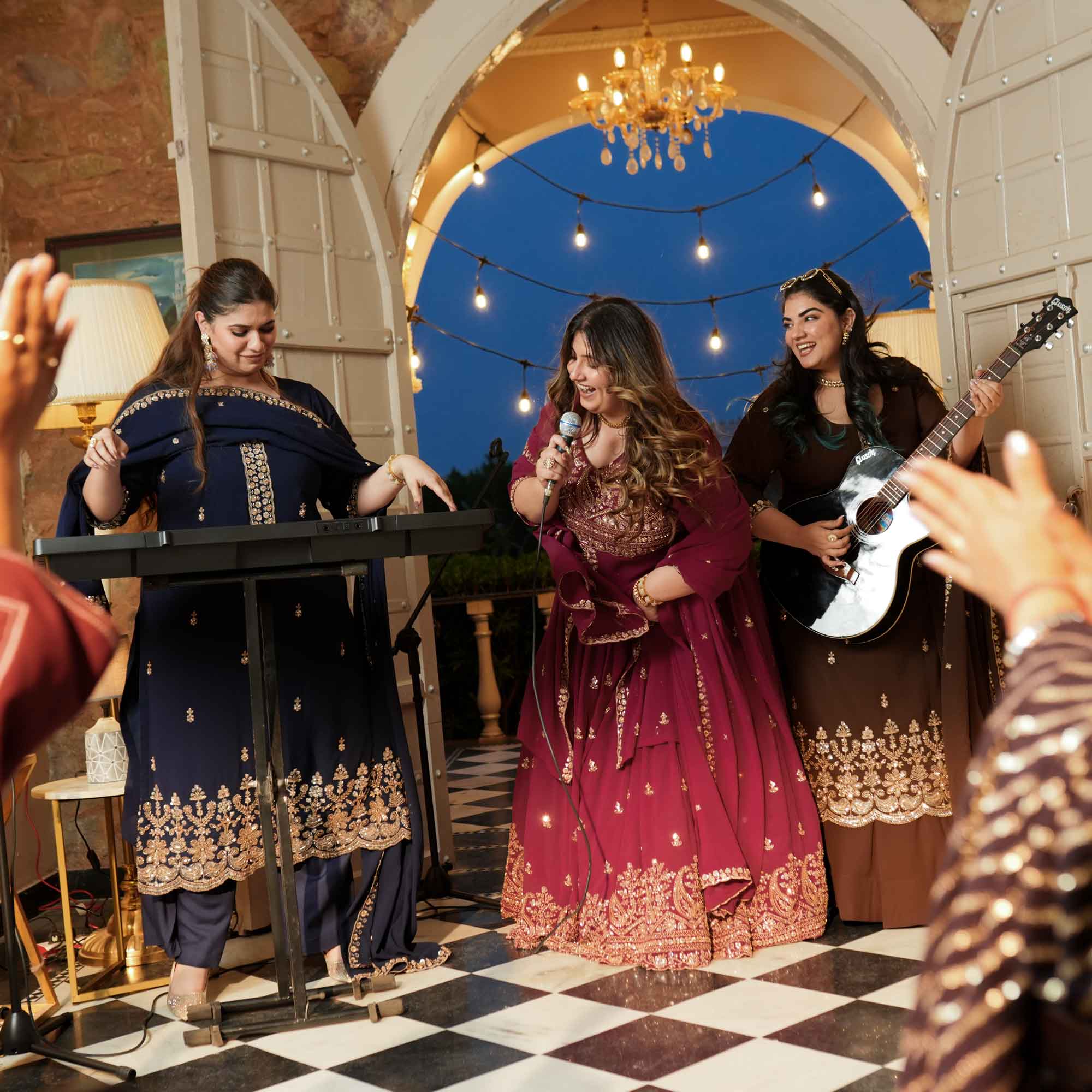 Dekha Ek Khwab- Coffee Cutdana Embroidered Georgette Kurta Skirt Set