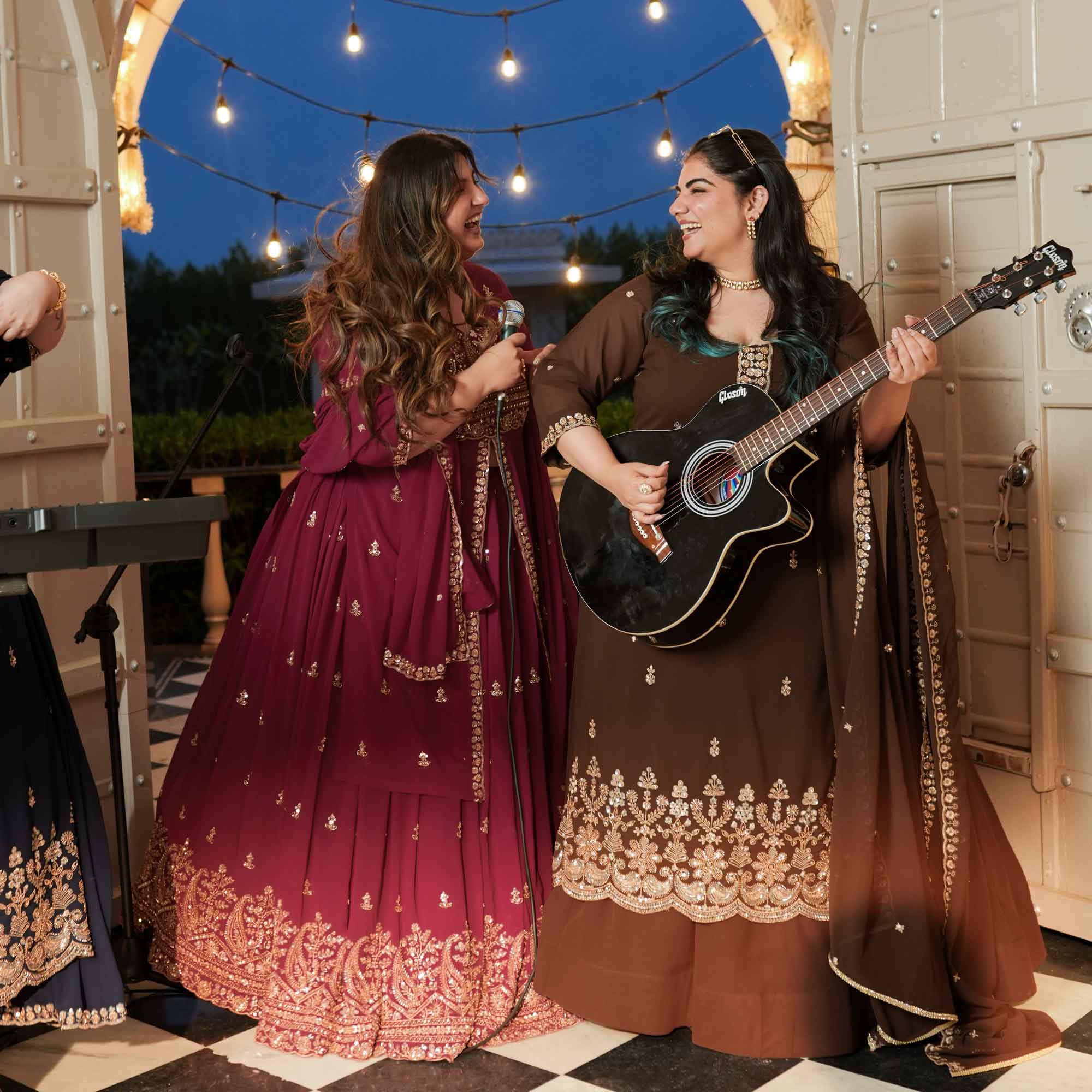 Dekha Ek Khwab- Coffee Cutdana Embroidered Georgette Kurta Skirt Set