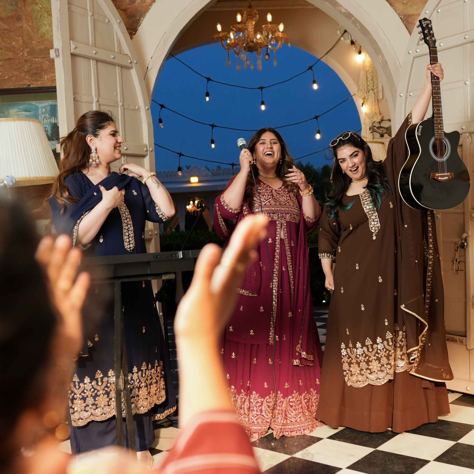 Dekha Ek Khwab- Coffee Cutdana Embroidered Georgette Kurta Skirt Set