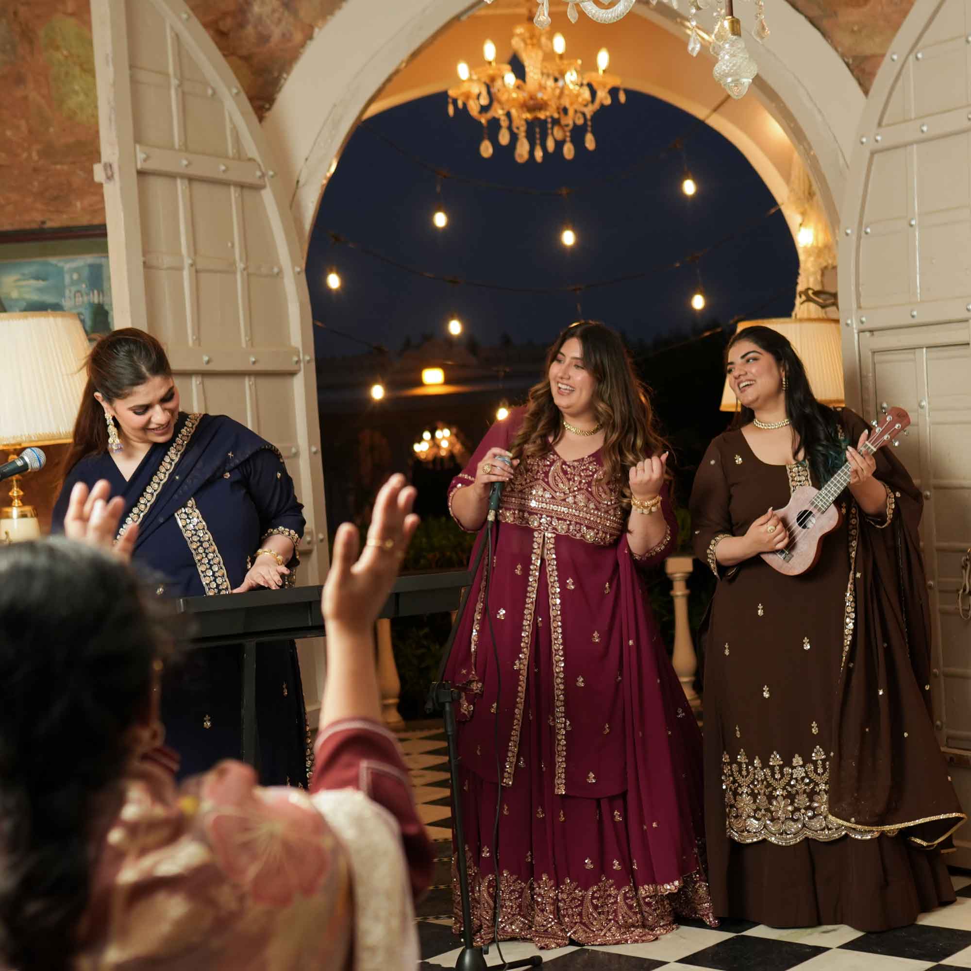 Dekha Ek Khwab- Coffee Cutdana Embroidered Georgette Kurta Skirt Set