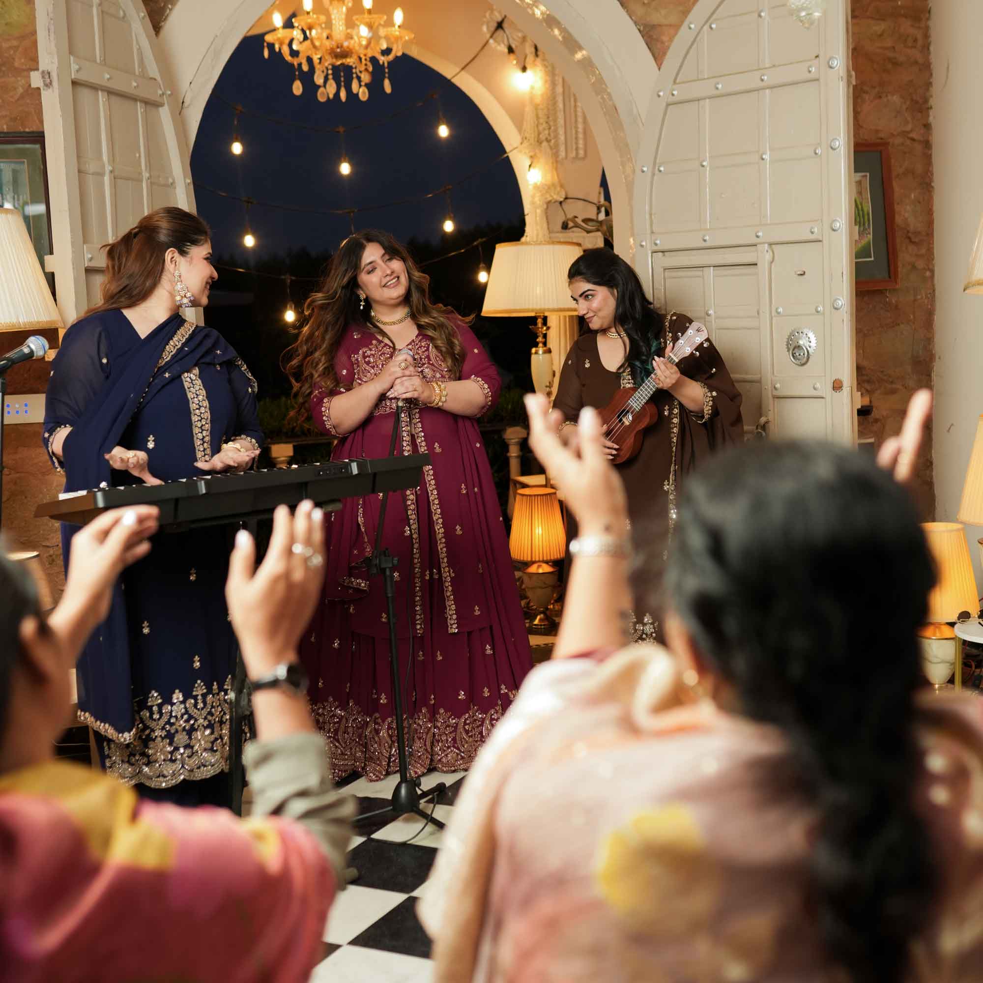 Dekha Ek Khwab- Coffee Cutdana Embroidered Georgette Kurta Skirt Set