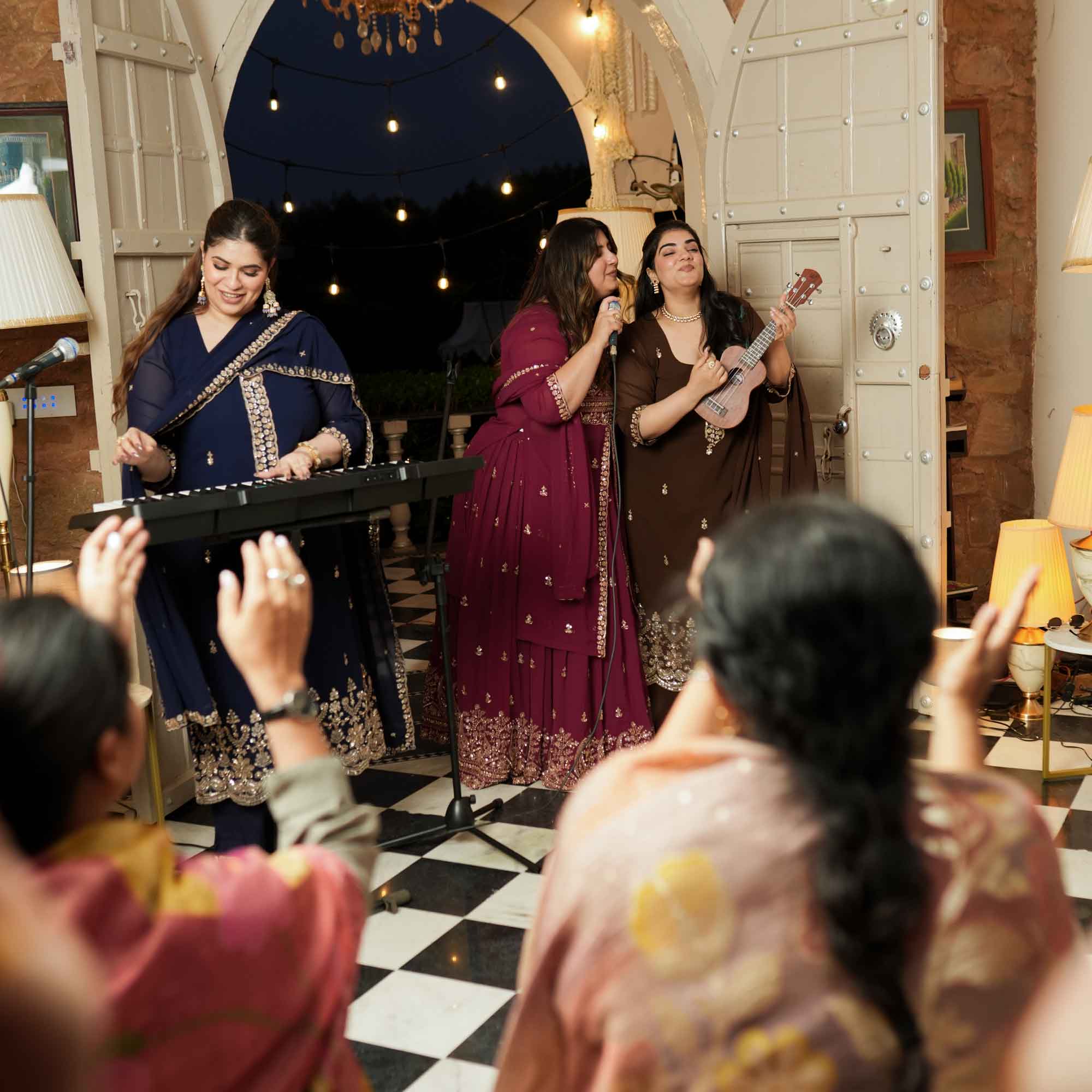 Dekha Ek Khwab- Coffee Cutdana Embroidered Georgette Kurta Skirt Set