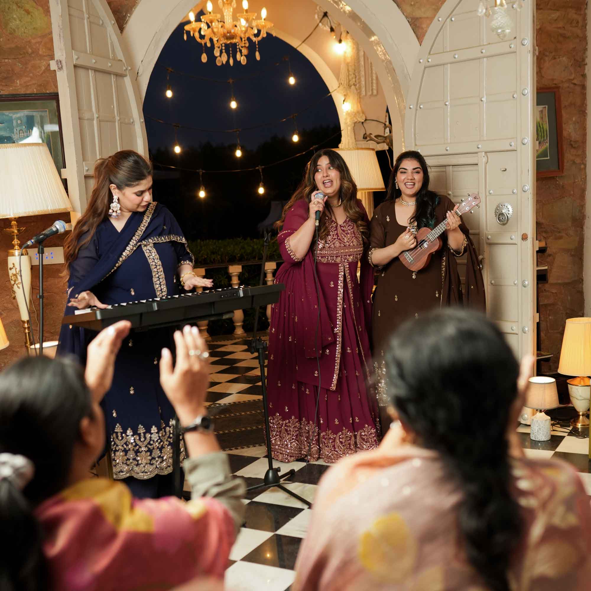 Dekha Ek Khwab- Coffee Cutdana Embroidered Georgette Kurta Skirt Set