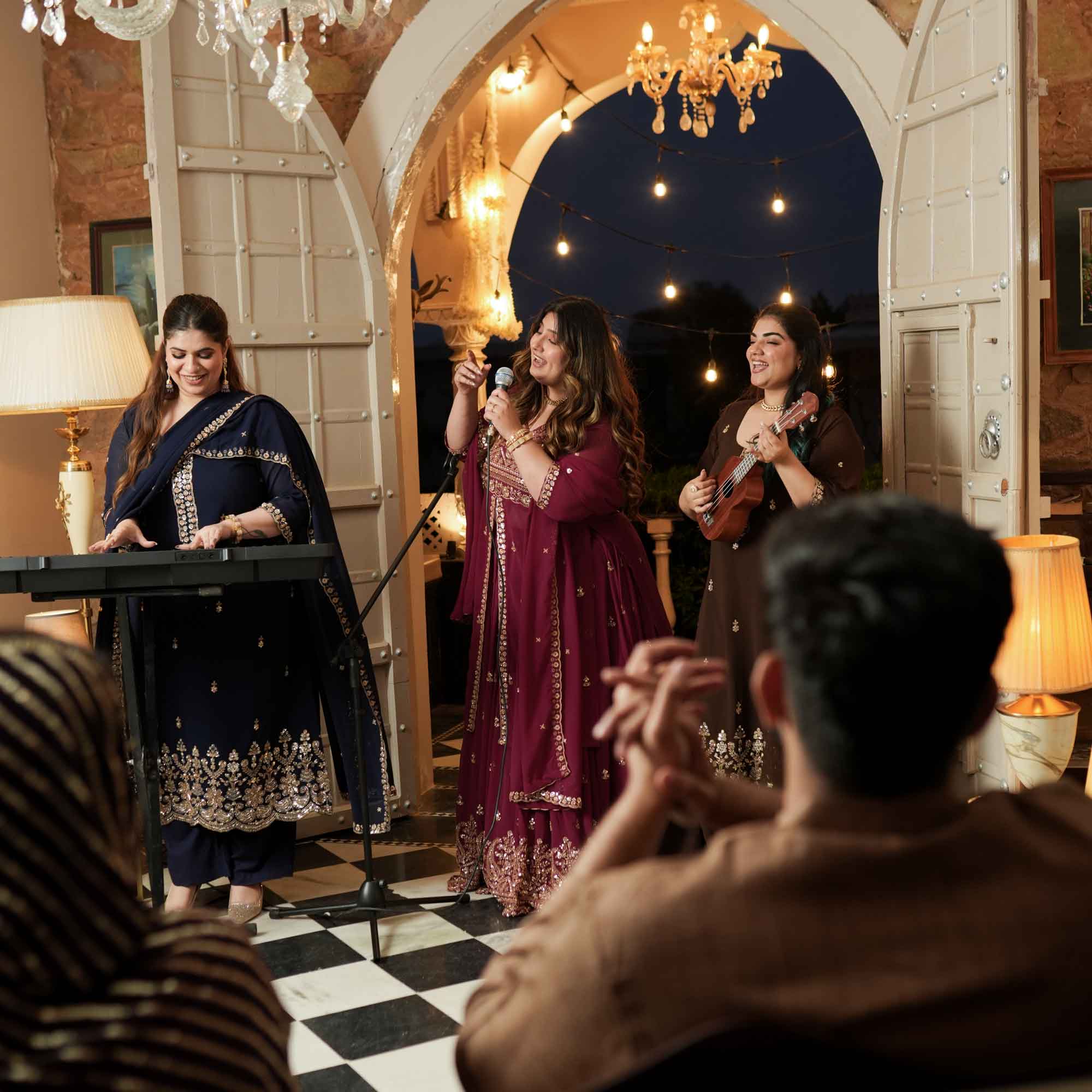 Dekha Ek Khwab- Coffee Cutdana Embroidered Georgette Kurta Skirt Set