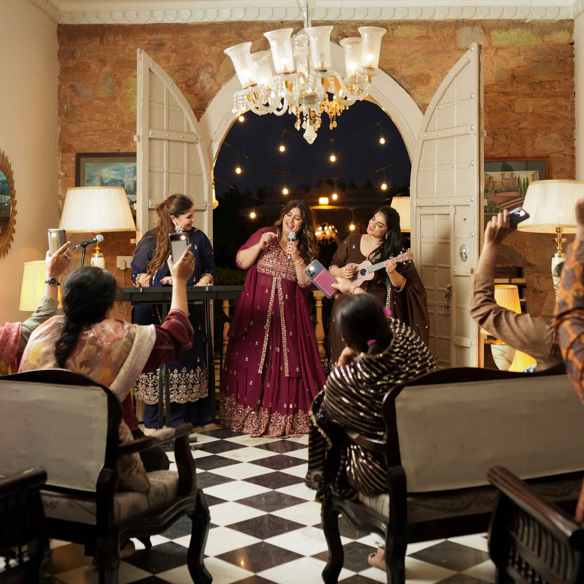 Dekha Ek Khwab- Coffee Cutdana Embroidered Georgette Kurta Skirt Set