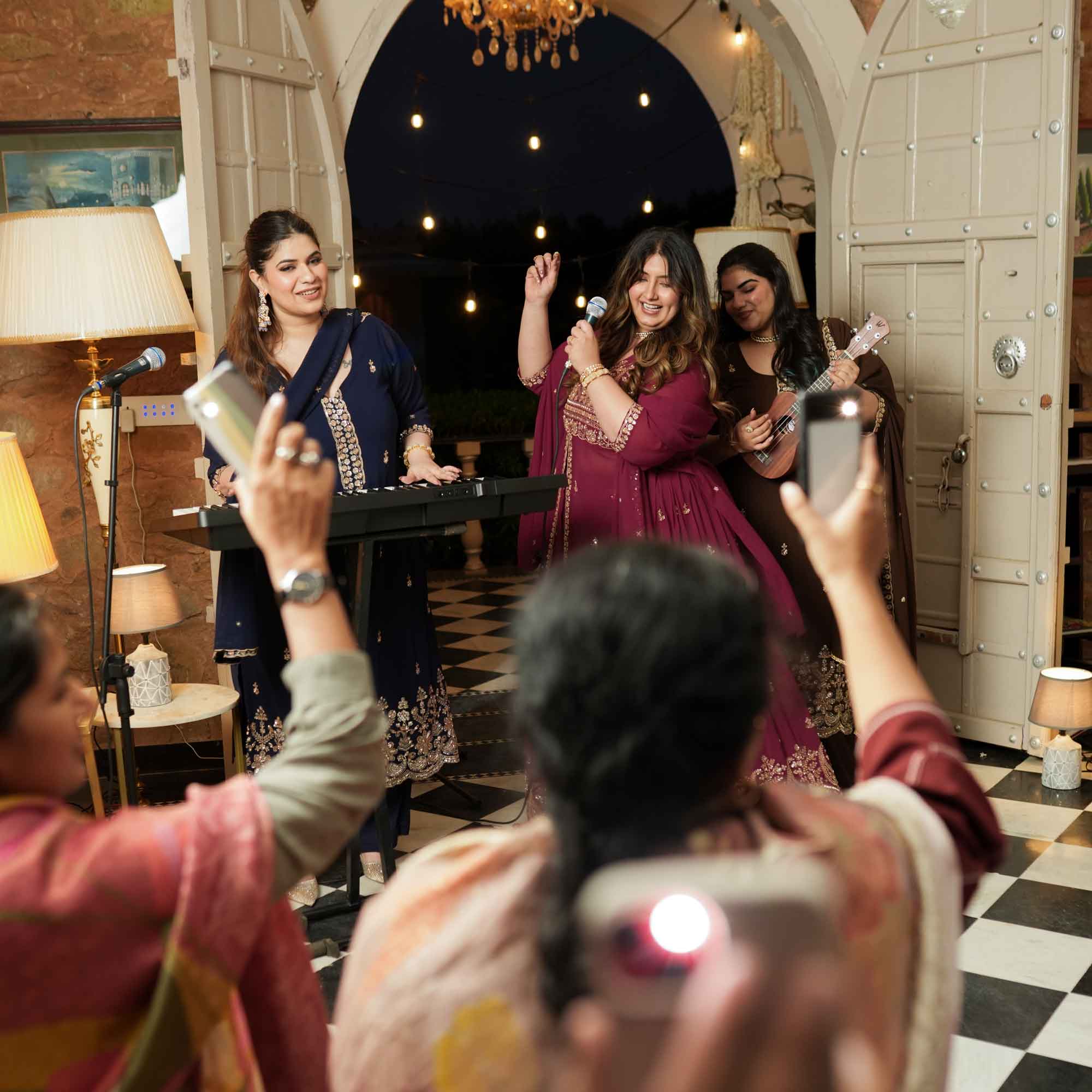 Dekha Ek Khwab- Coffee Cutdana Embroidered Georgette Kurta Skirt Set