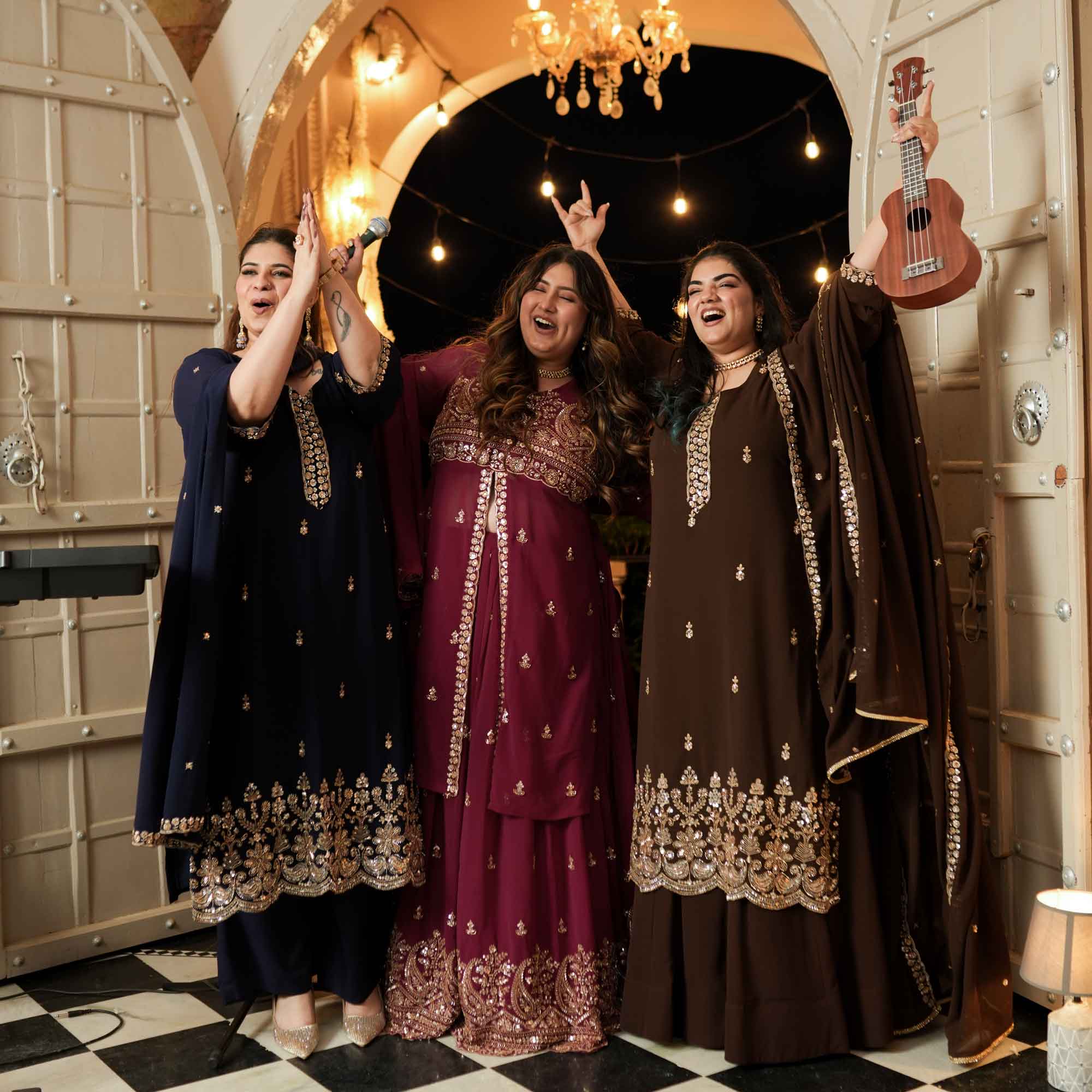 Badan Pe Sitare- Navy Blue Cutdana Embroidered Georgette Suit Set