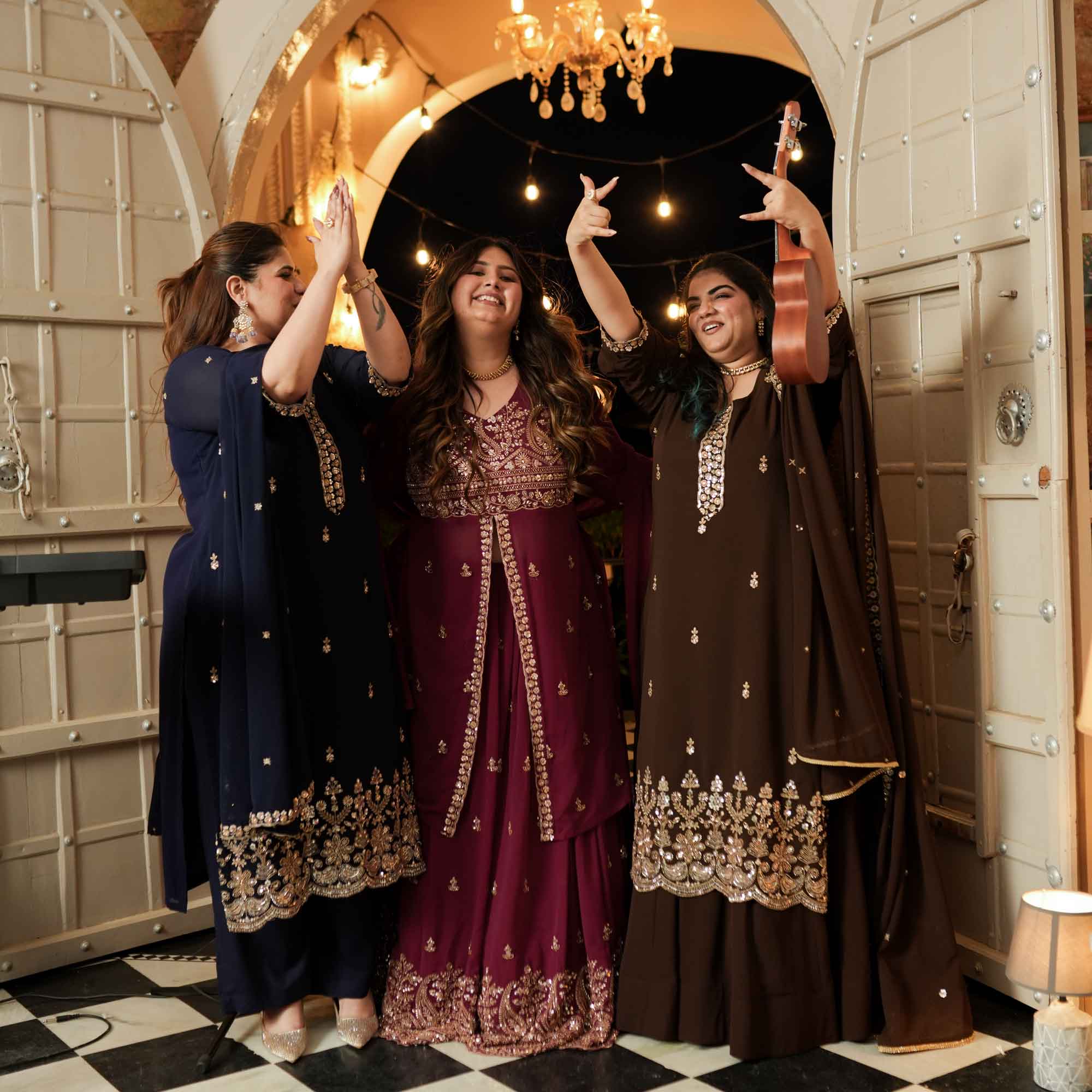 Badan Pe Sitare- Navy Blue Cutdana Embroidered Georgette Suit Set