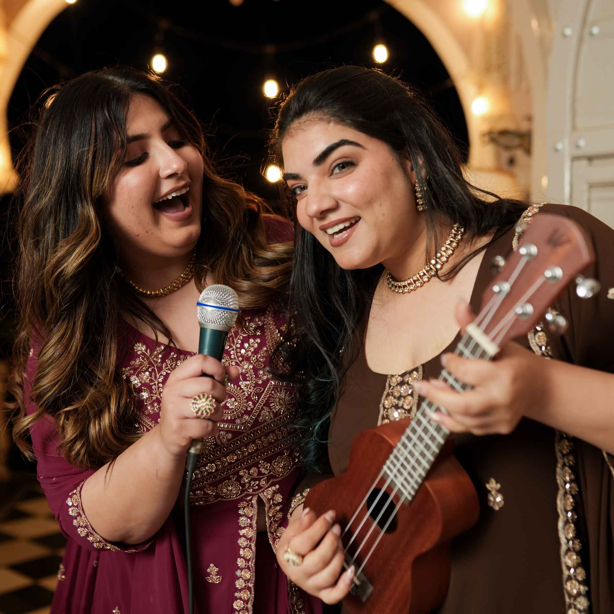 Dekha Ek Khwab- Coffee Cutdana Embroidered Georgette Kurta Skirt Set