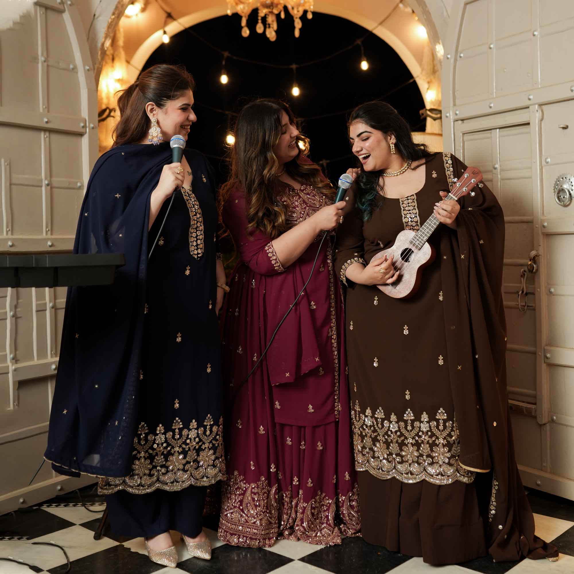 Badan Pe Sitare- Navy Blue Cutdana Embroidered Georgette Suit Set