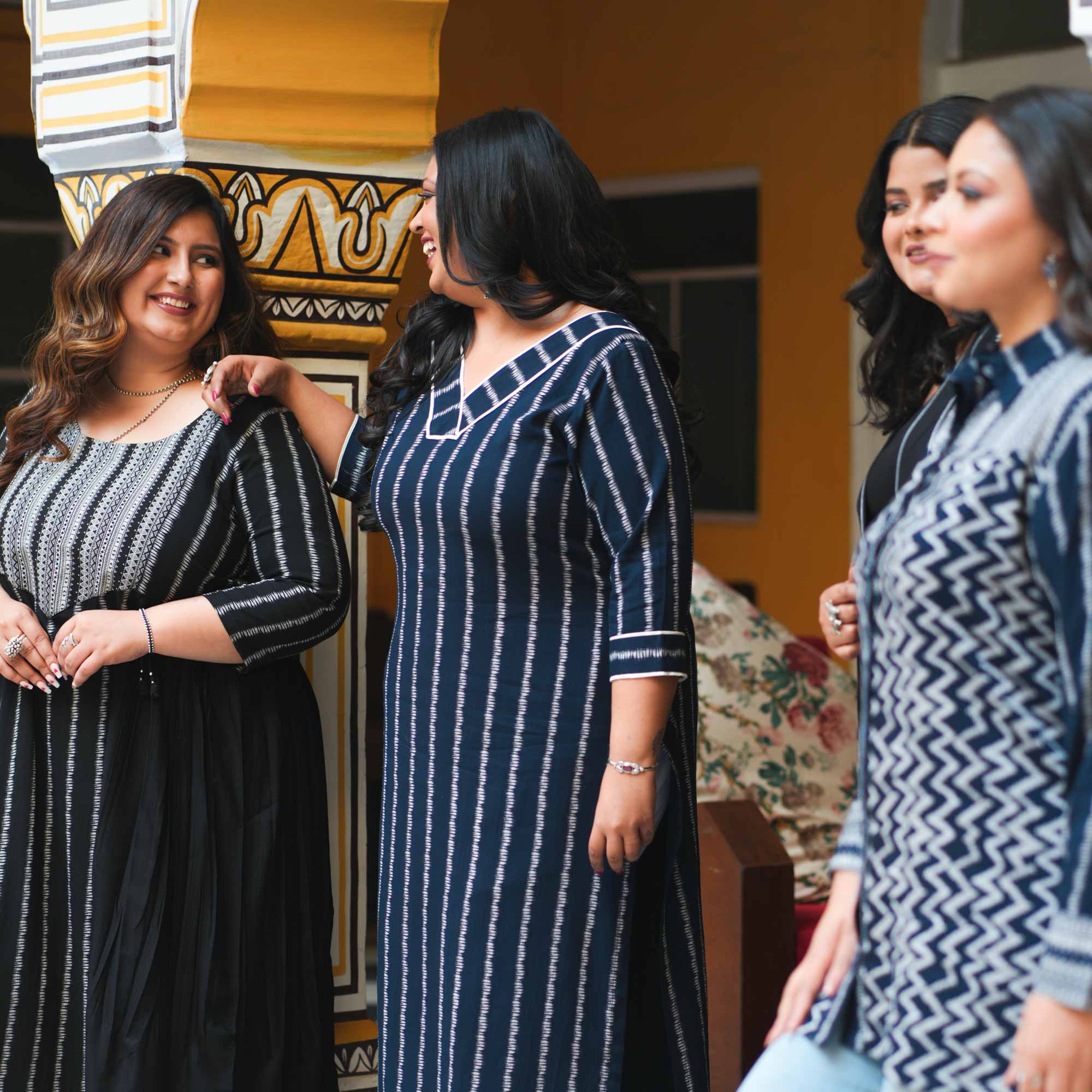 Check-Mate Black Cotton Lycra Aline Dress