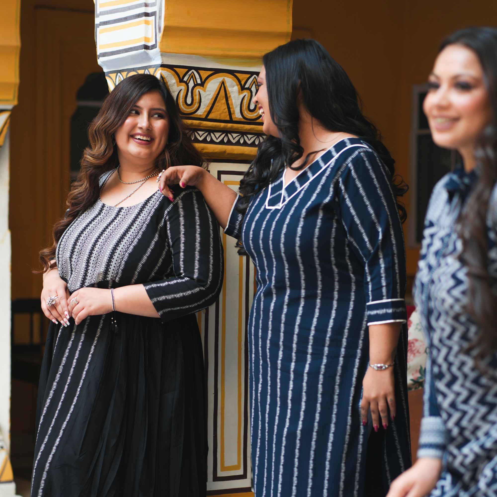 Check-Mate Black Cotton Lycra Aline Dress