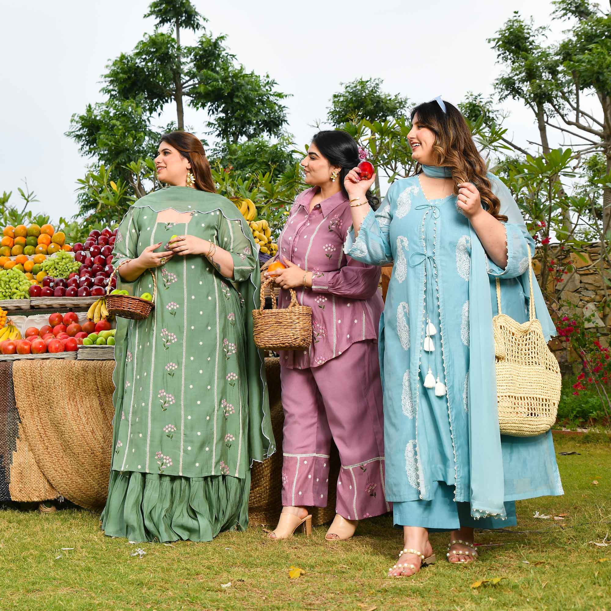 Arctic Berry- Powder Blue Paisley Thread Embroidered Mul Chanderi Cape Set - Pre Order (Dispatch starts 2 April 26)