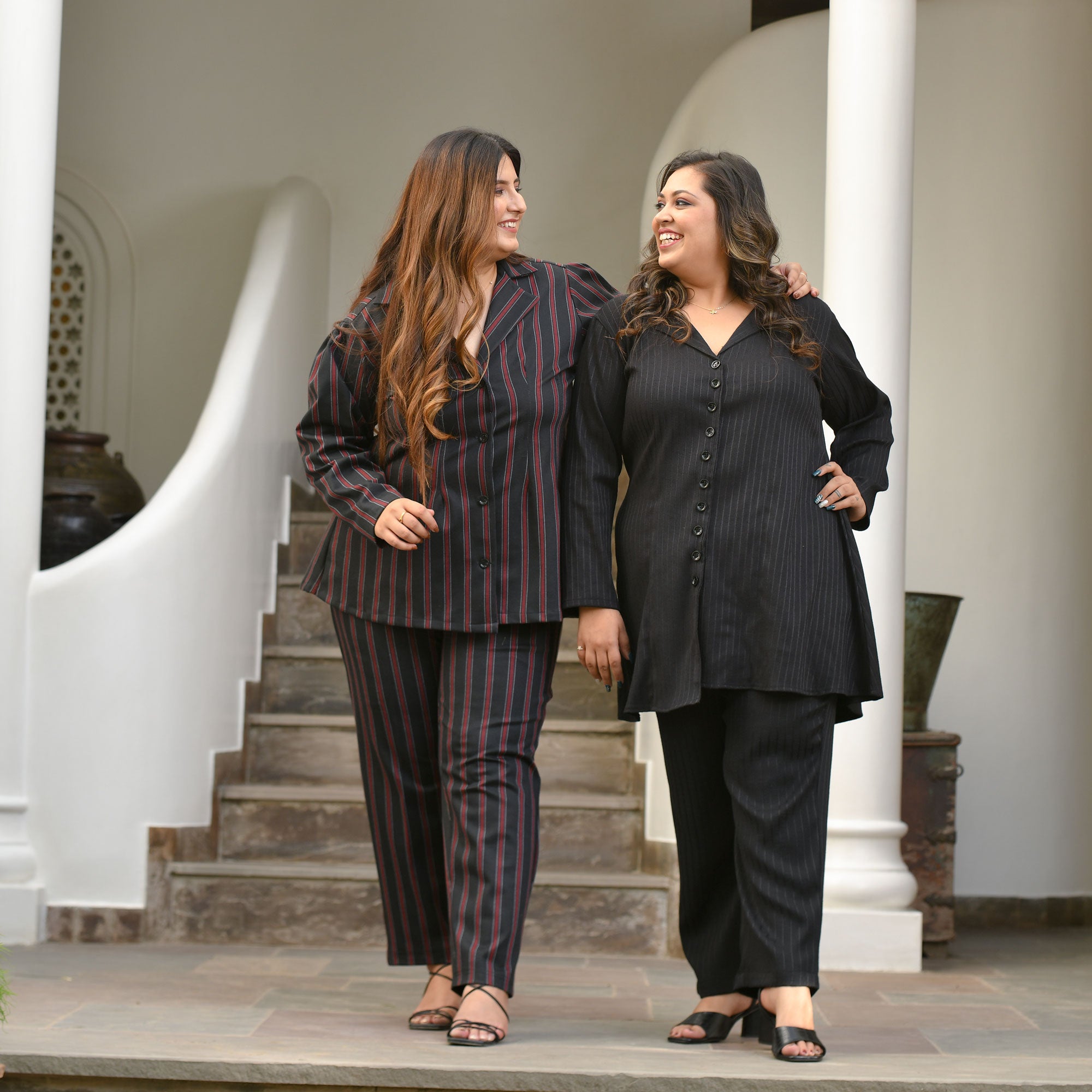 Classic Black Textured Blazer Pants Co-Ord Set