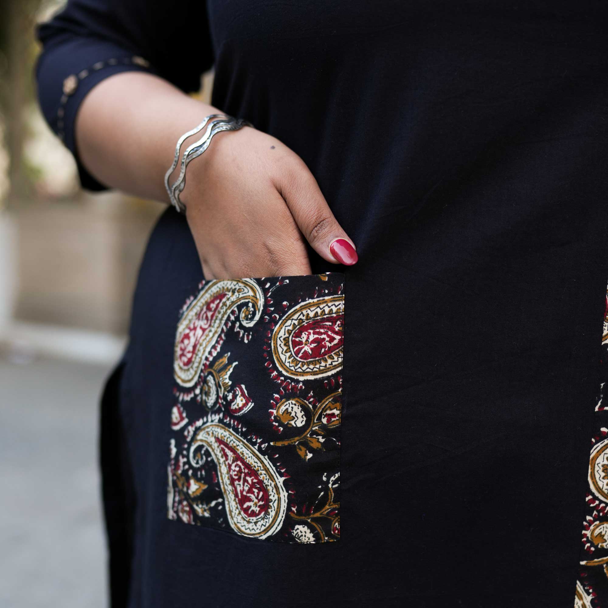 Black Mandala Cotton Kurta Pant Set