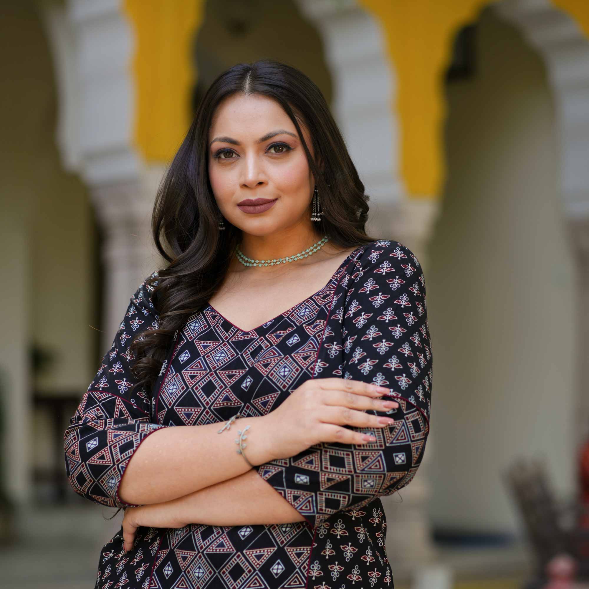 Coal & Brick Ajrakh Aline Modal Kurta