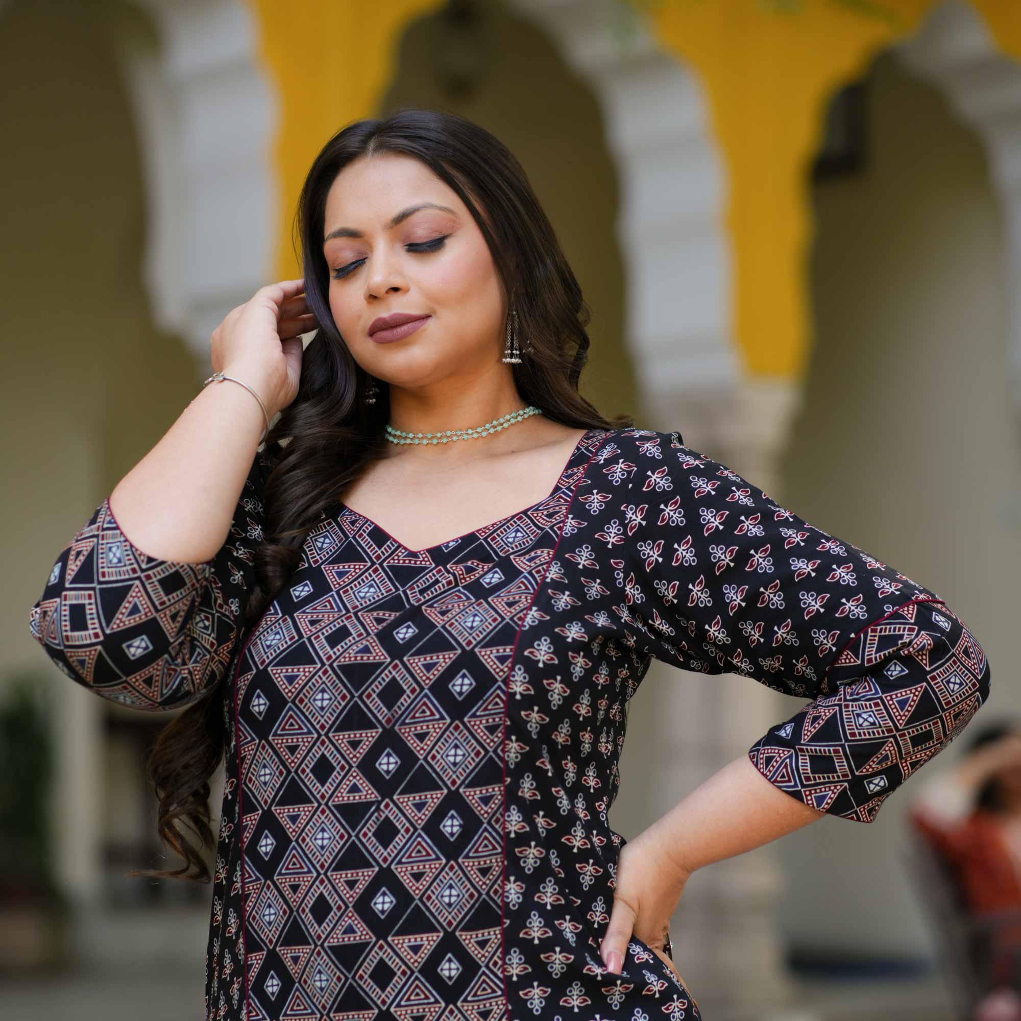 Coal & Brick Ajrakh Aline Modal Kurta