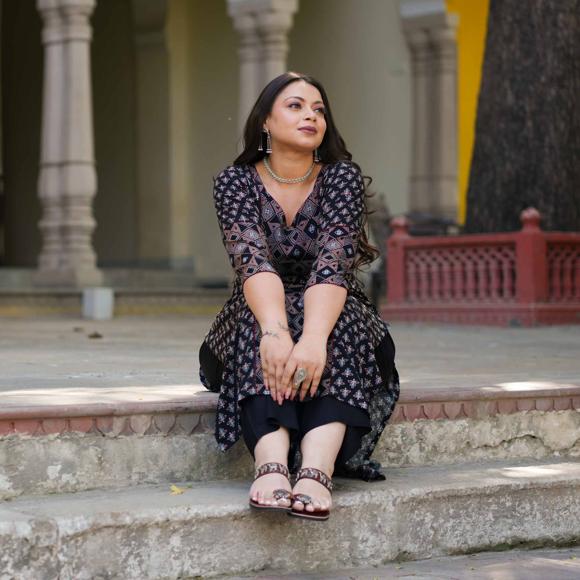 Coal & Brick Ajrakh Aline Modal Kurta