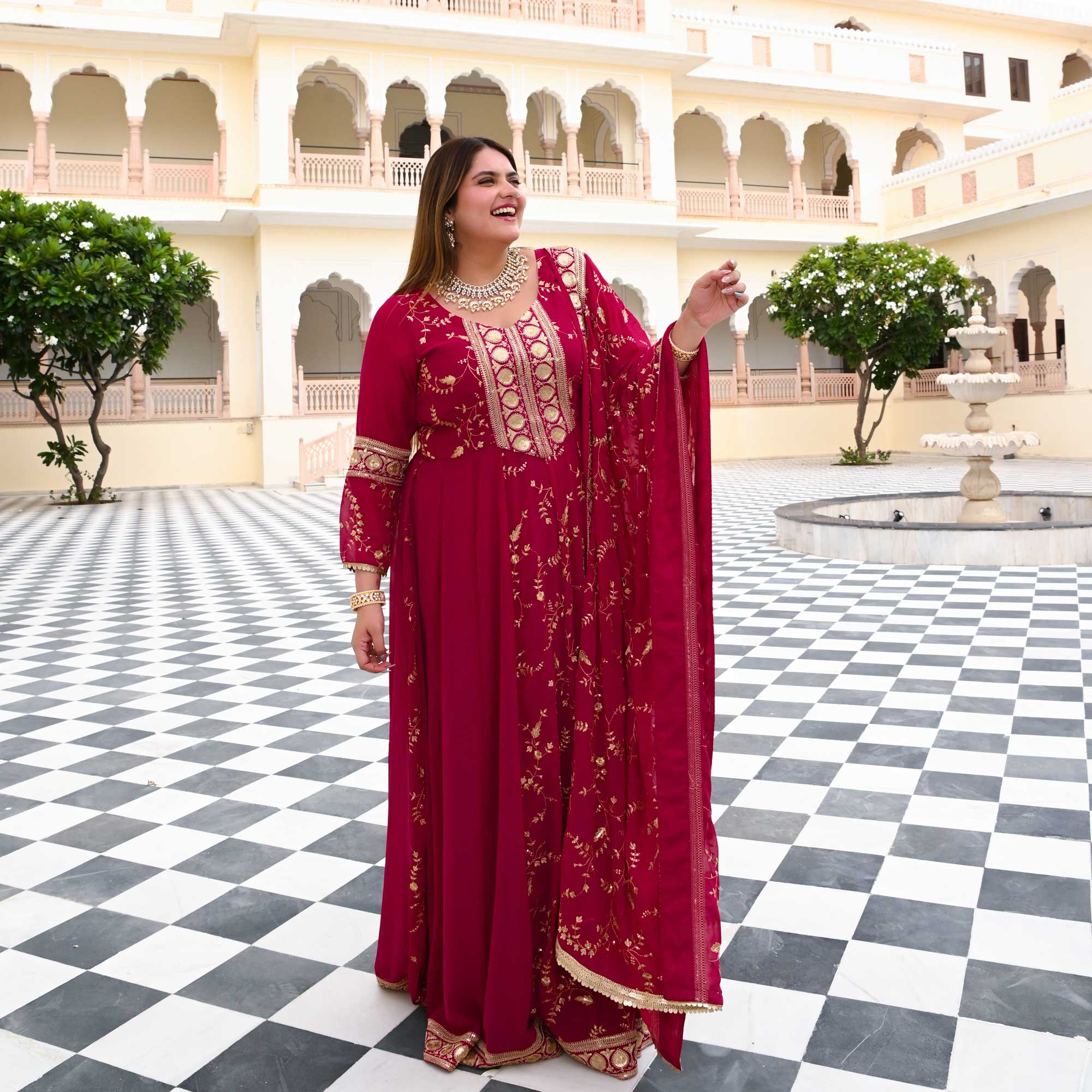 Starstruck Pink Zari & Sequin Embroidered Georgette Anarkali