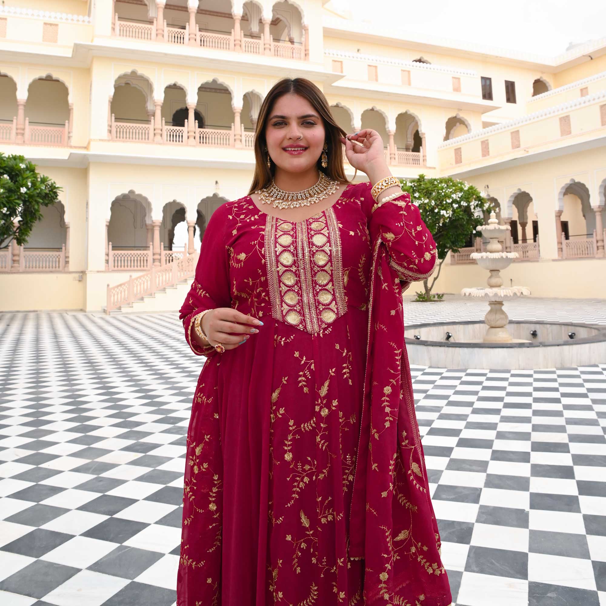 Starstruck Pink Zari & Sequin Embroidered Georgette Anarkali