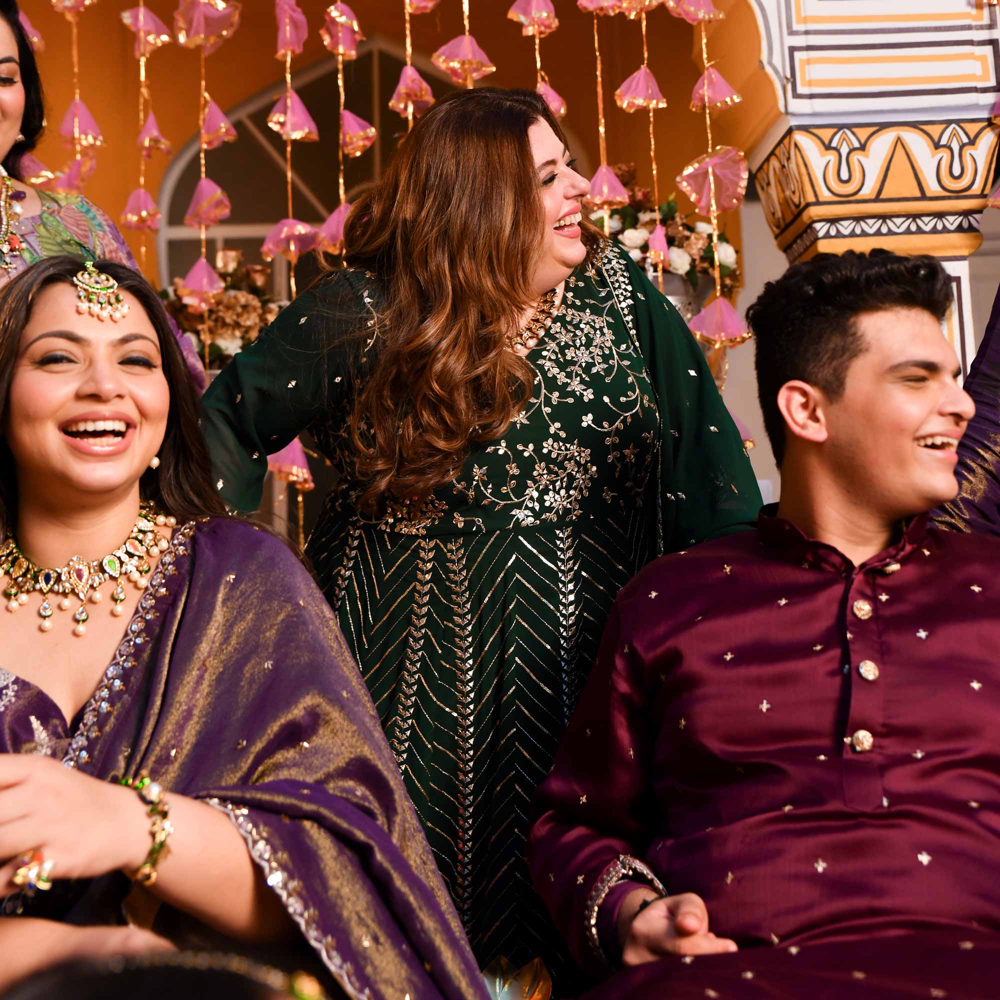 Shimmering Emerald Sequin Embroidered Georgette Anarkali Set