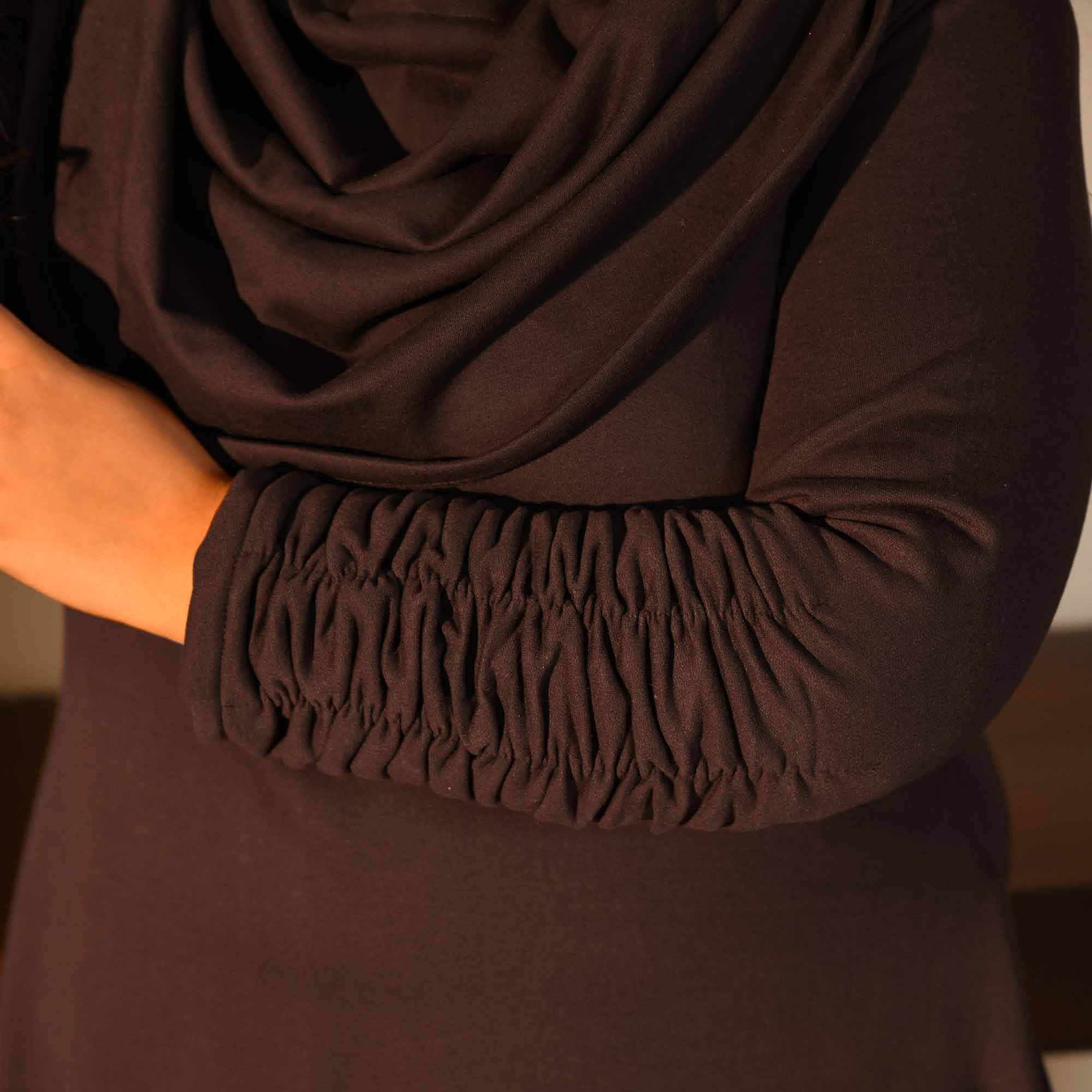 Nutella - Woollen Brown Fleece Brushed Aline Cowl Dress