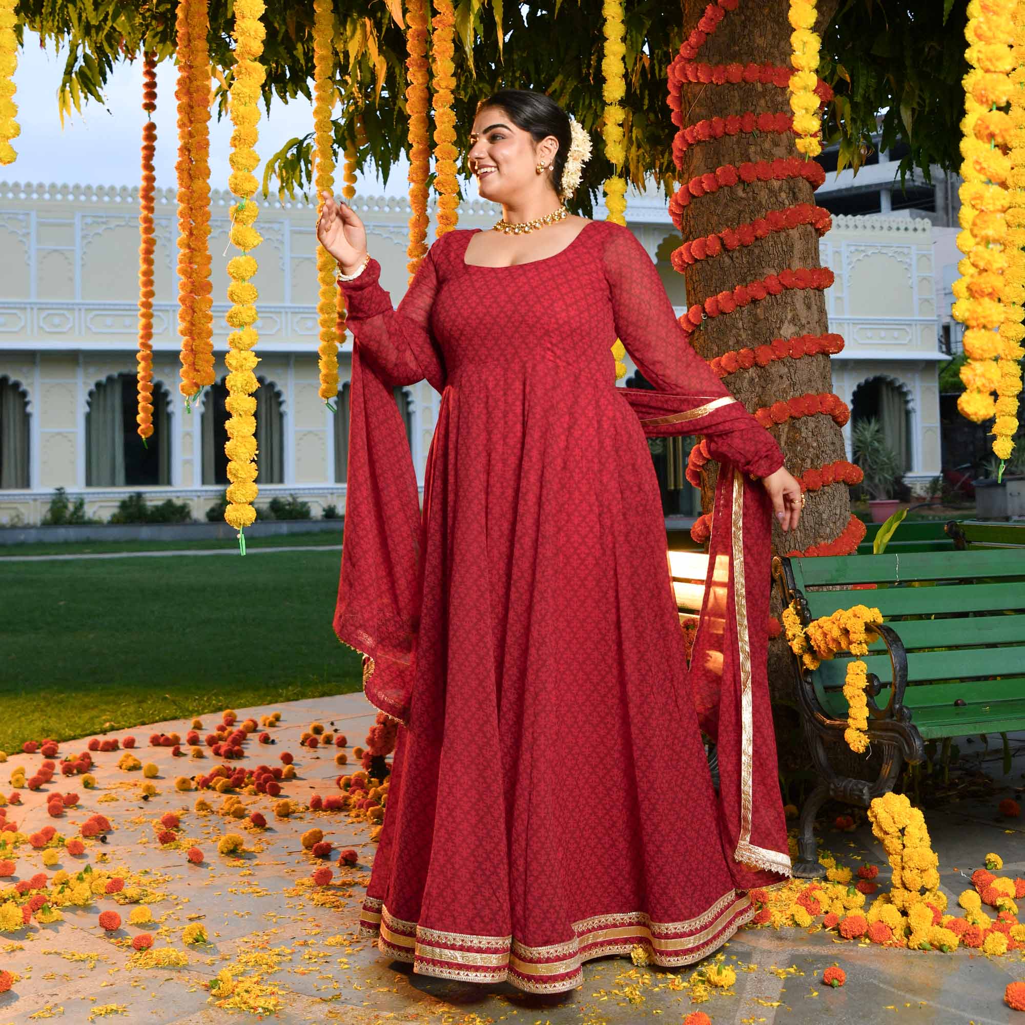 Ruby Rush- Cherry Red Georgette Anarkali Set