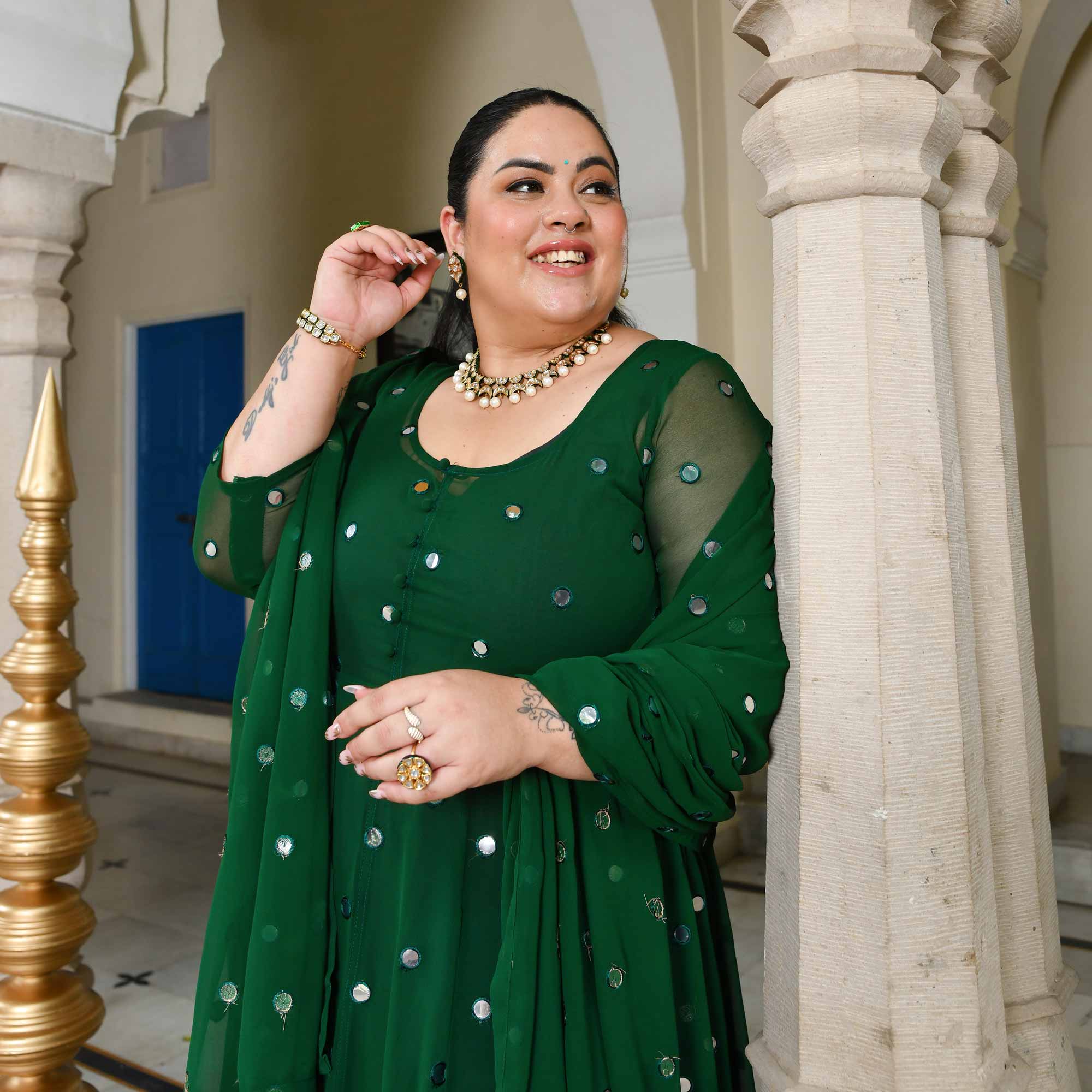 Glorious Green Radiance Georgette Embroidered Anarkali Set