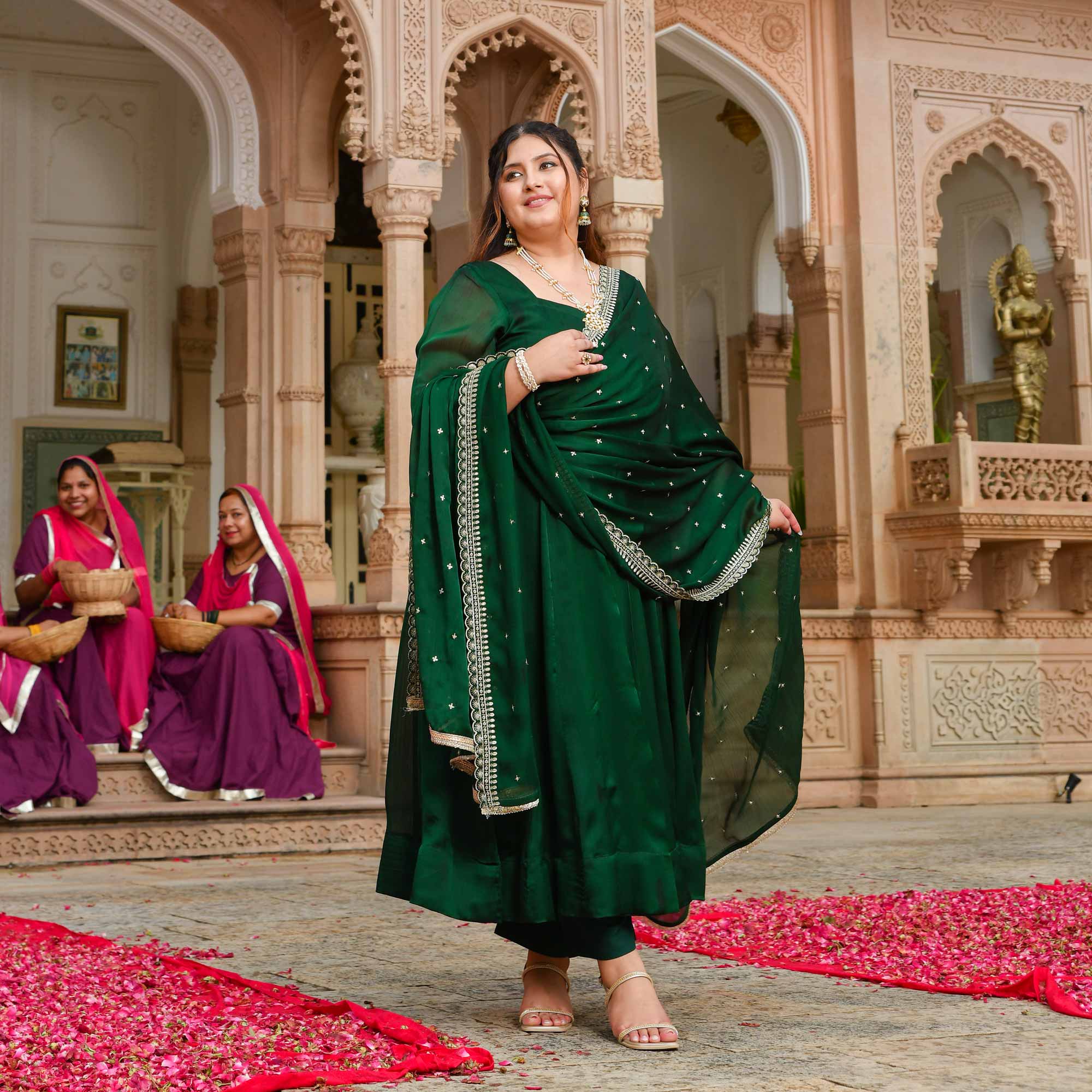 Twinkling Trellis Green Sequin Embroidered Anarkali Set