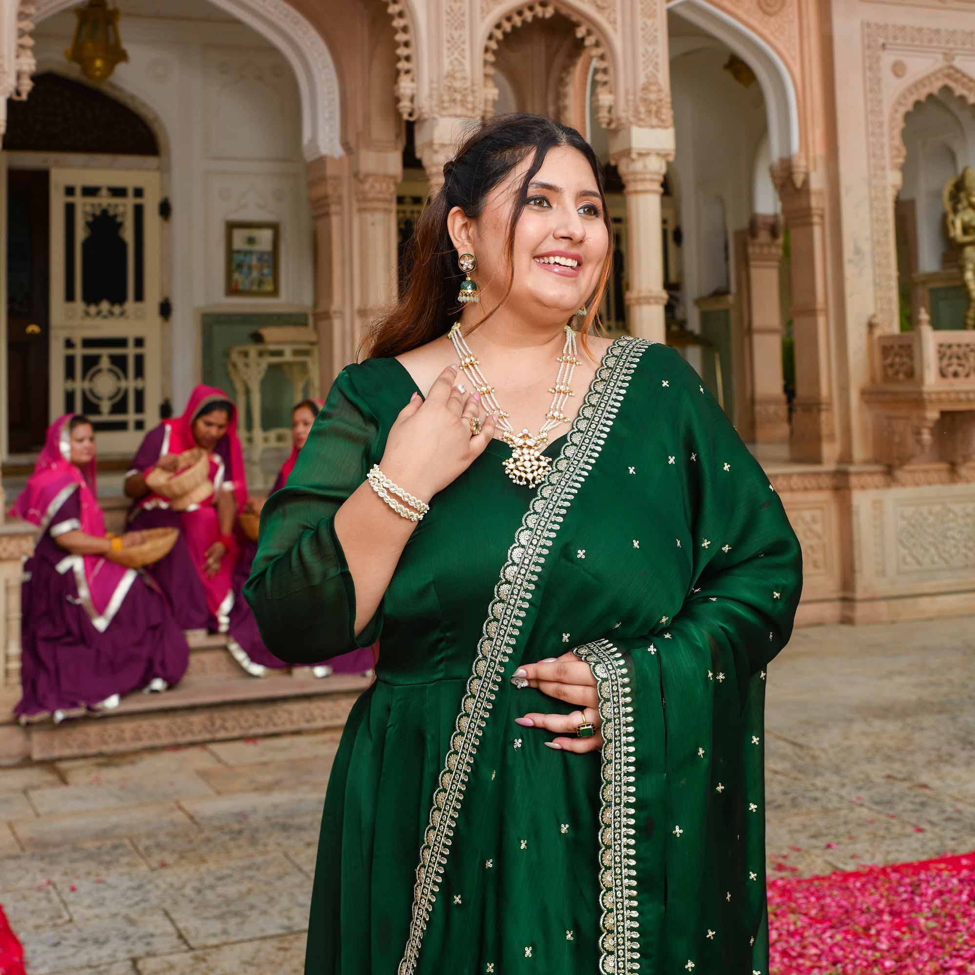 Twinkling Trellis Green Sequin Embroidered Anarkali Set