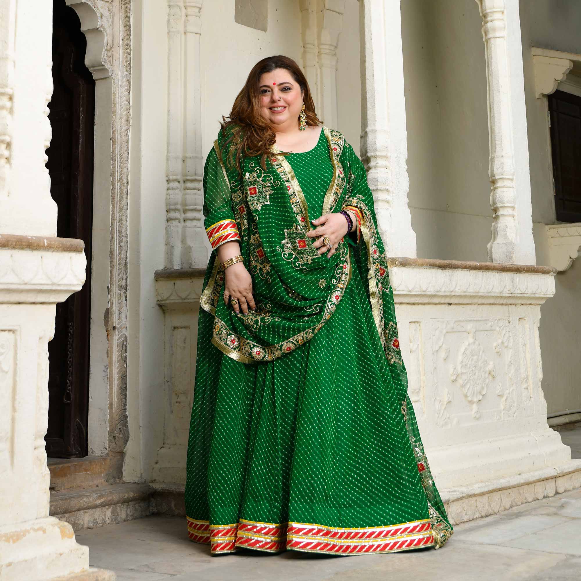 Utsav Ka Noor- Deep Green Mothra Embroidered Anarkali Set