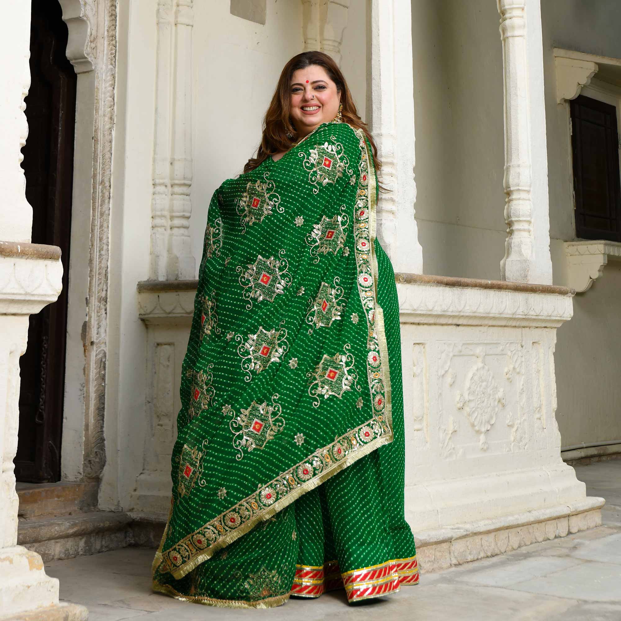 Utsav Ka Noor- Deep Green Mothra Embroidered Anarkali Set