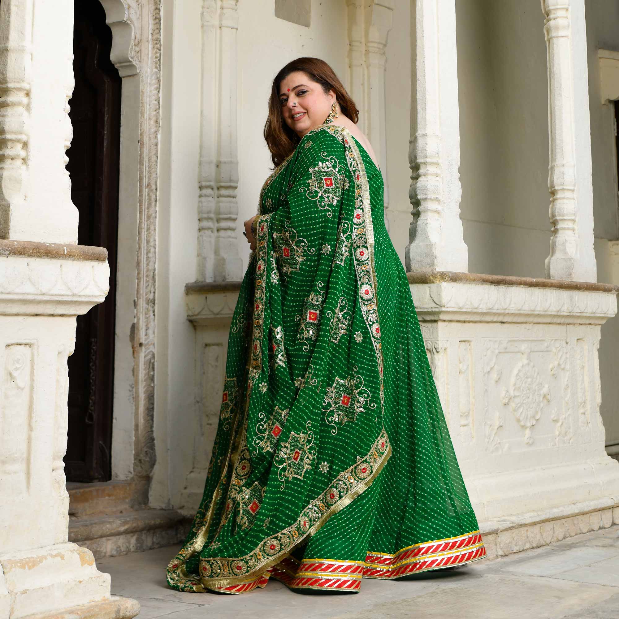 Utsav Ka Noor- Deep Green Mothra Embroidered Anarkali Set