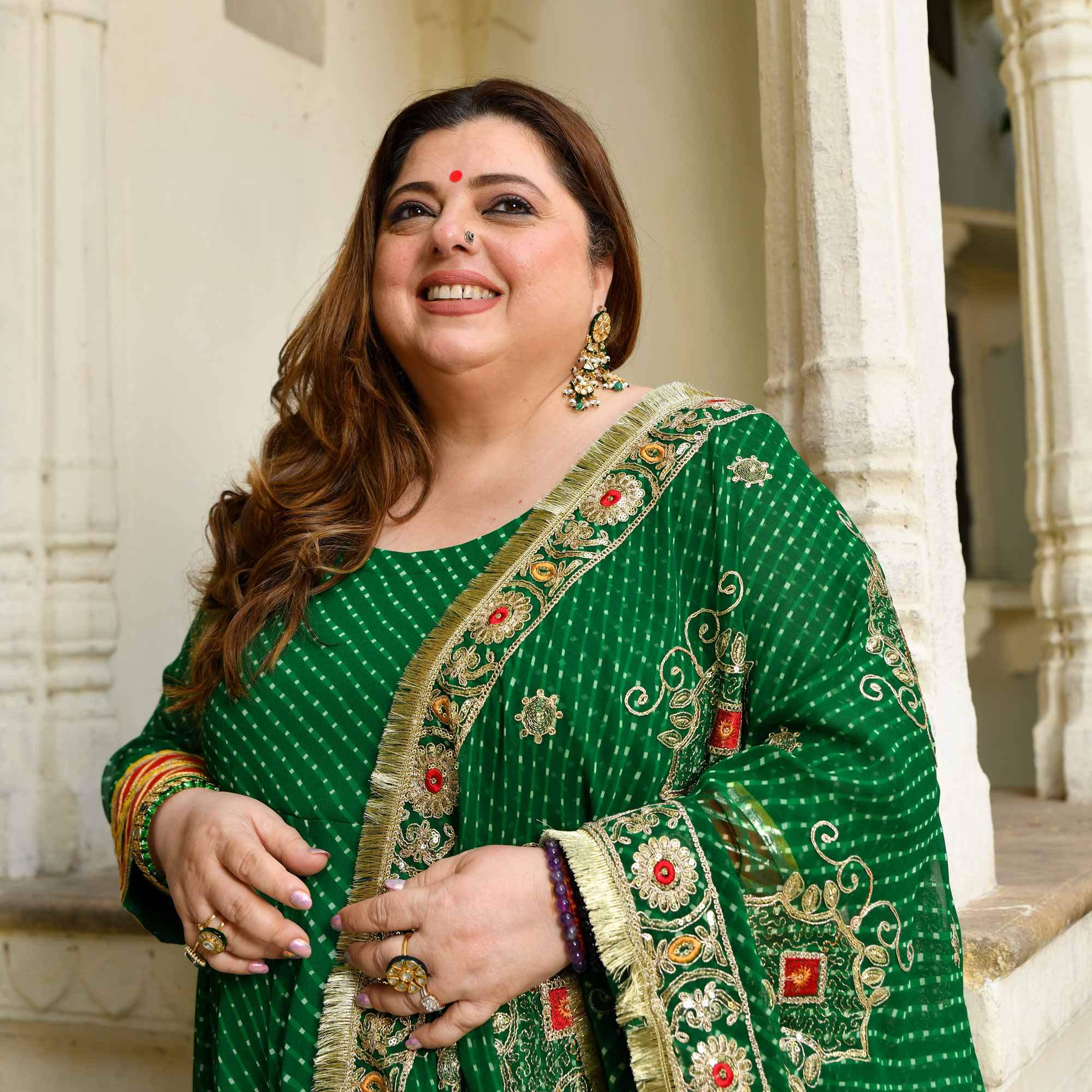 Utsav Ka Noor- Deep Green Mothra Embroidered Anarkali Set