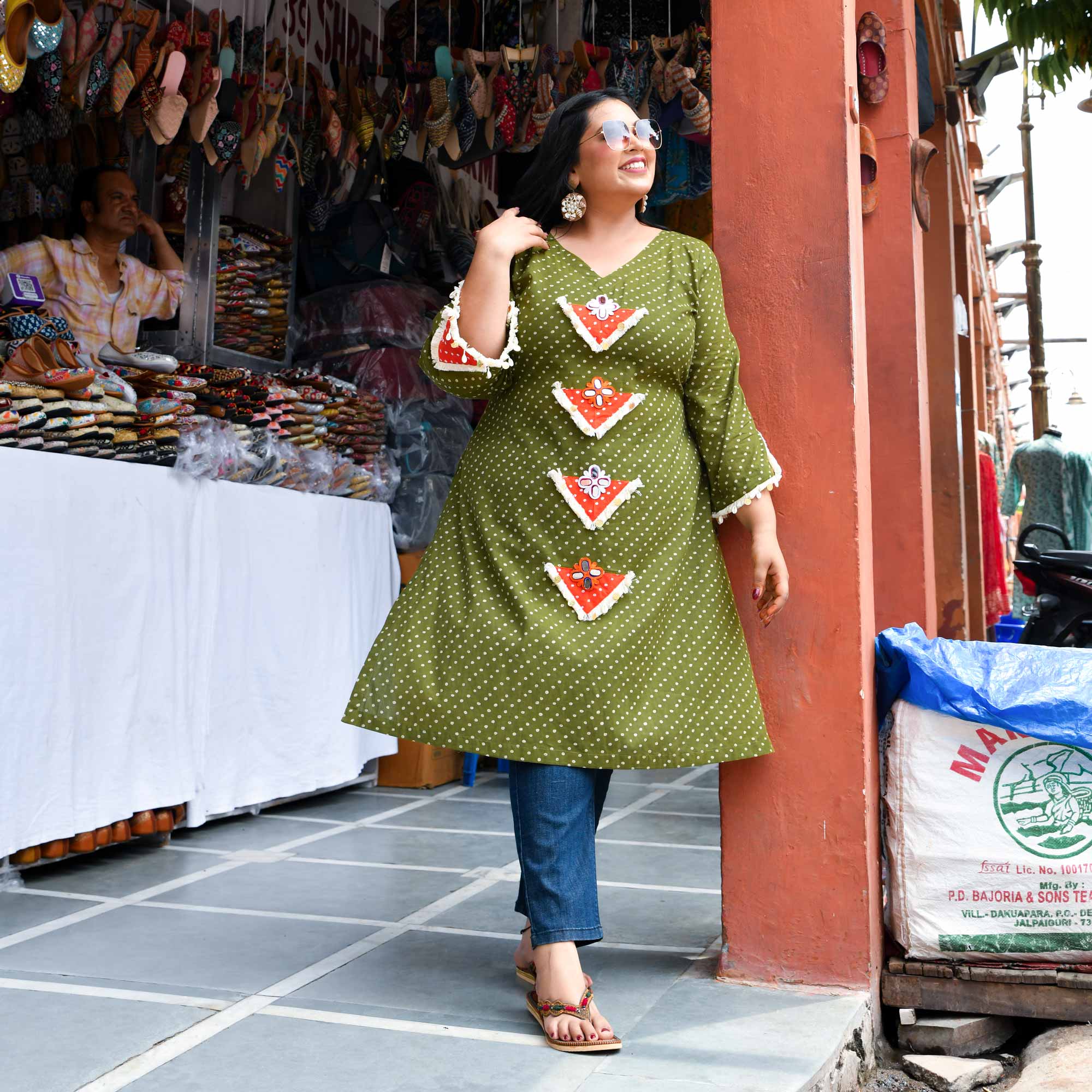 Basil Charm Bohemian Mirror Embroidered Kurta