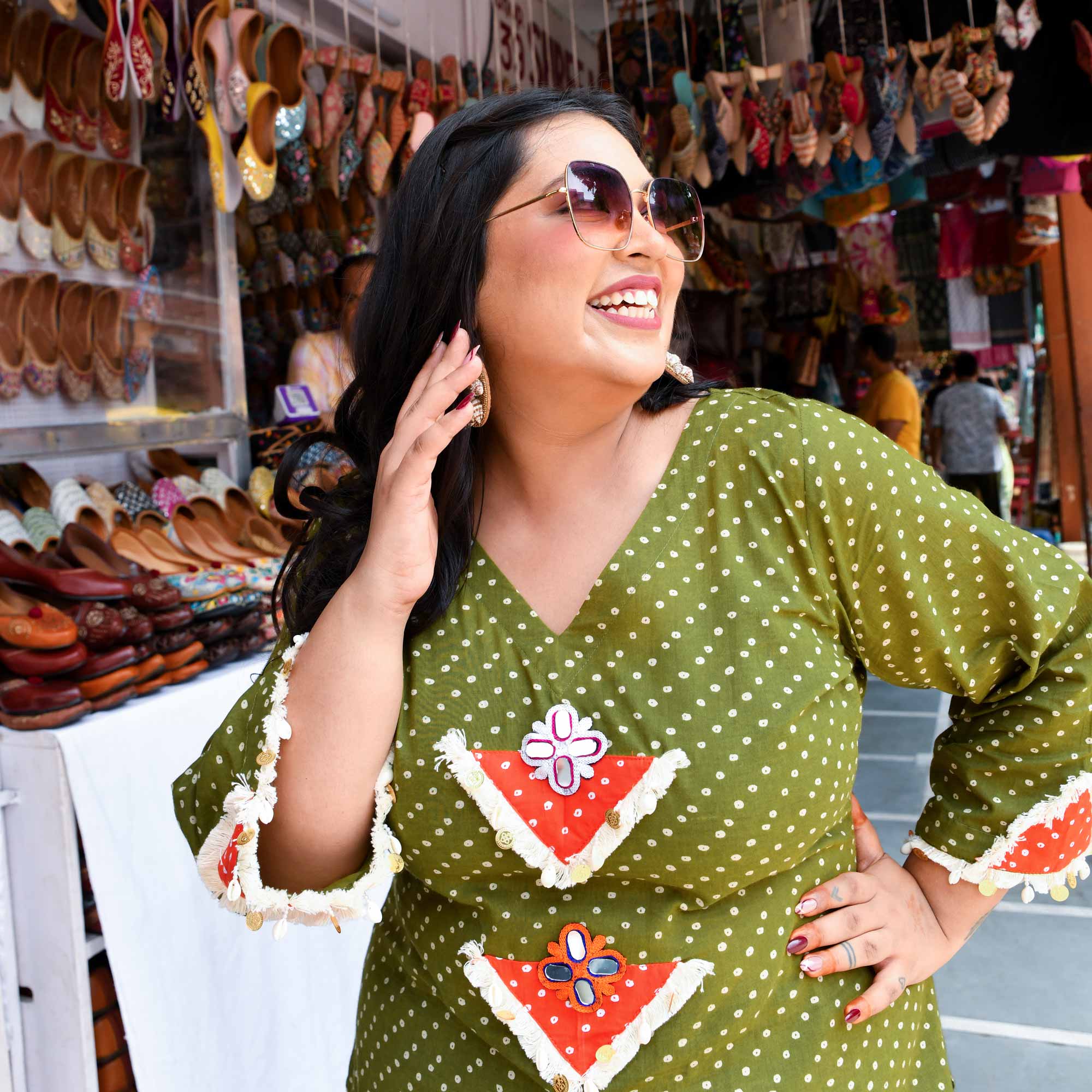 Basil Charm Bohemian Mirror Embroidered Kurta