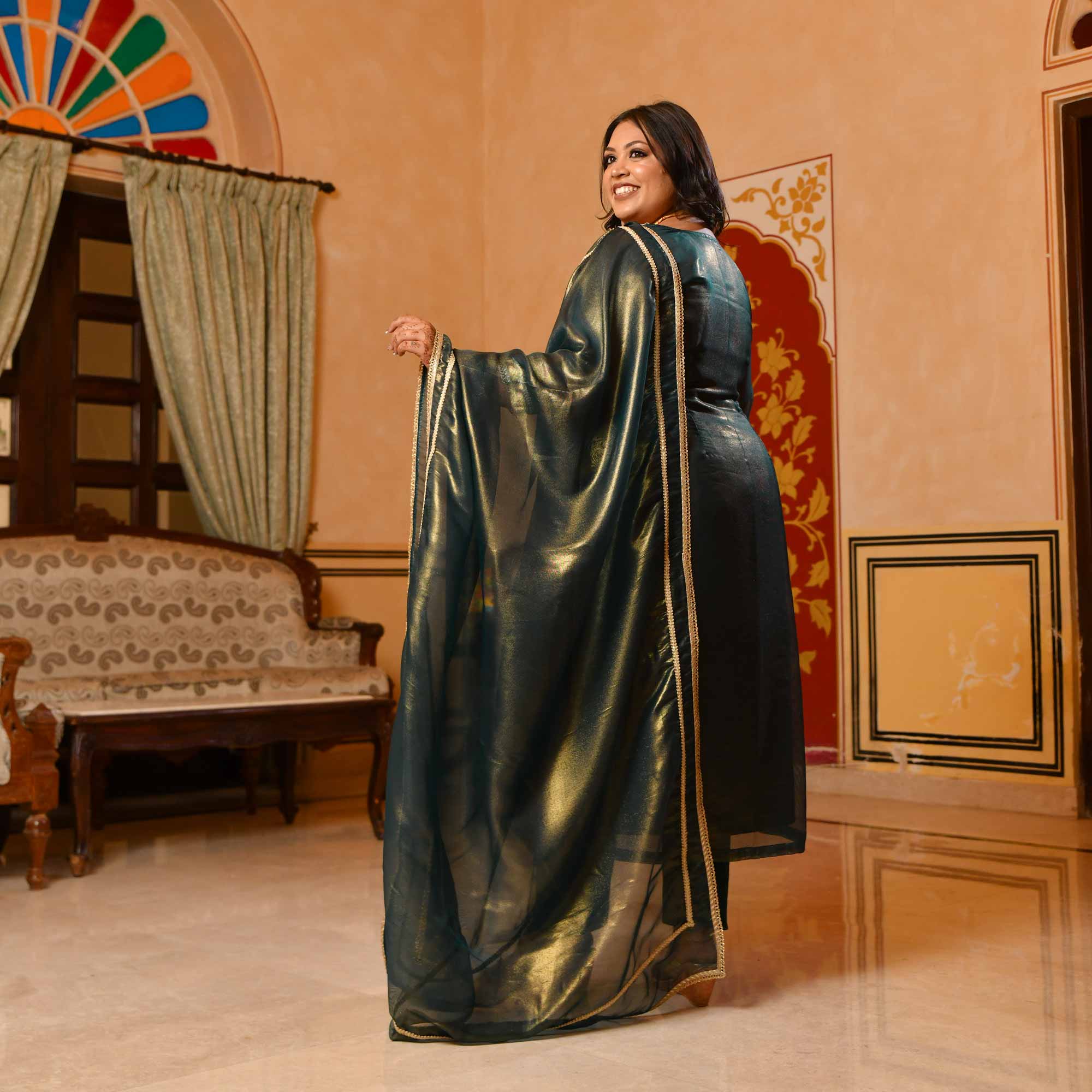 Moss Mystique Tissue Gota Patti Handwork Suit Set