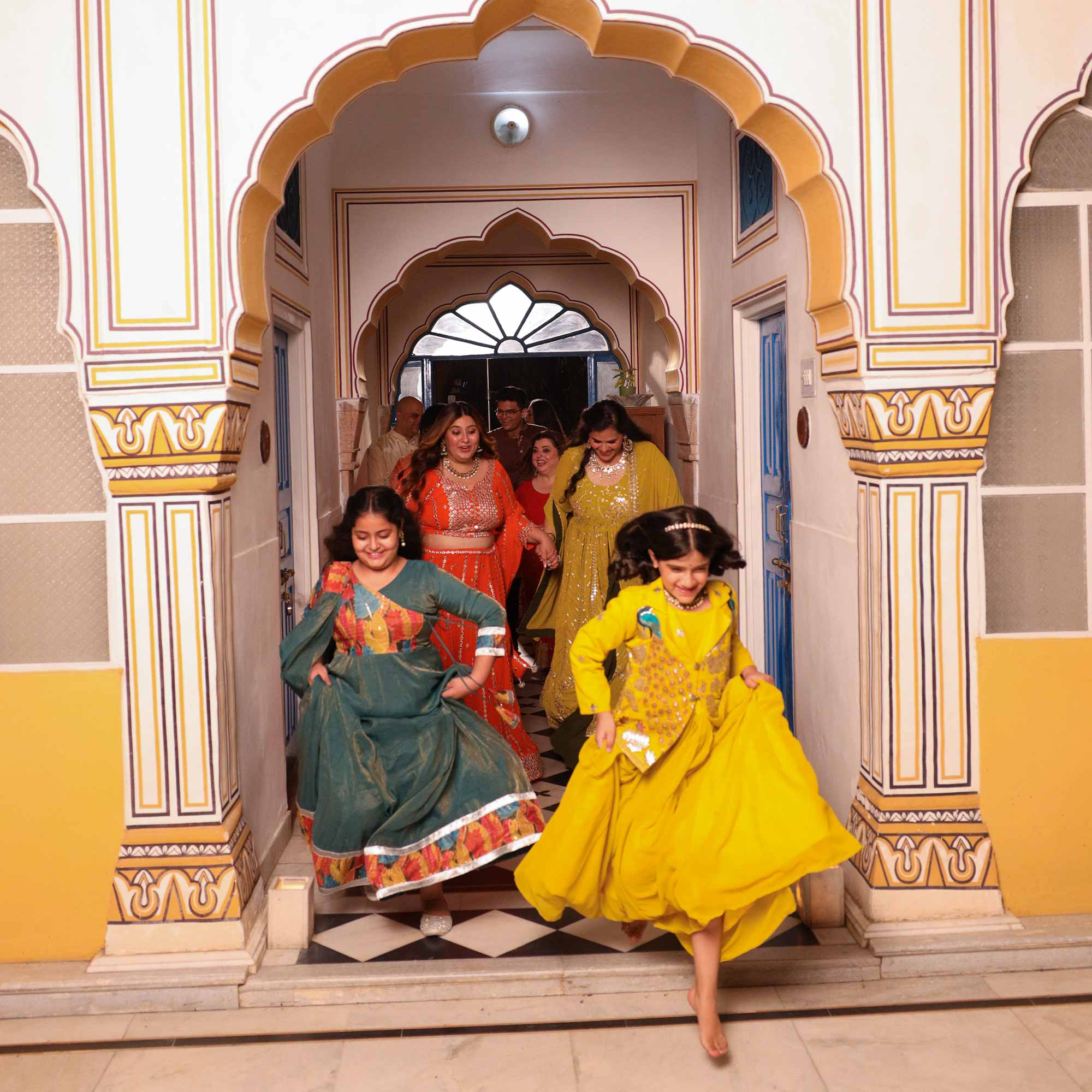 Spiced Mandarine-Orange Mirror Embroidered Pure Georgette Lehenga Set