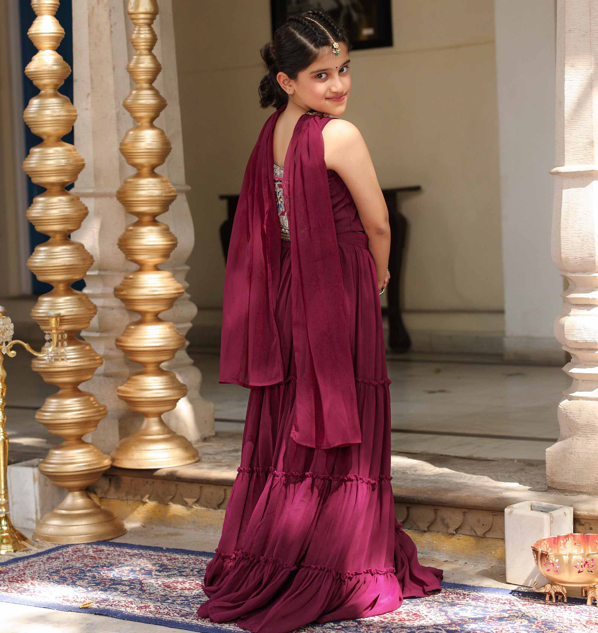 Grapevine Glimmer Kids Sequin Embroidered Lehenga Set