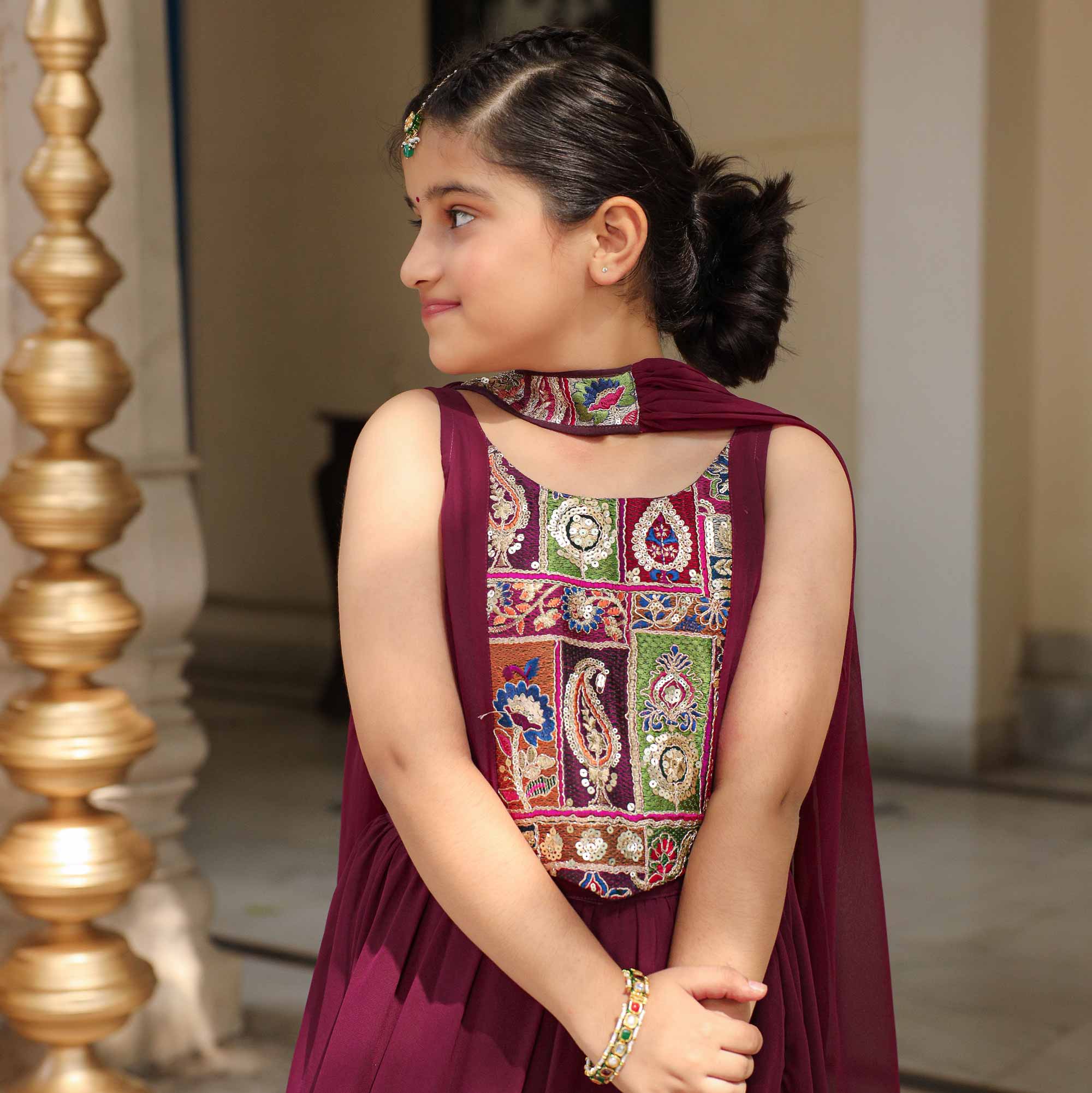 Grapevine Glimmer Kids Sequin Embroidered Lehenga Set