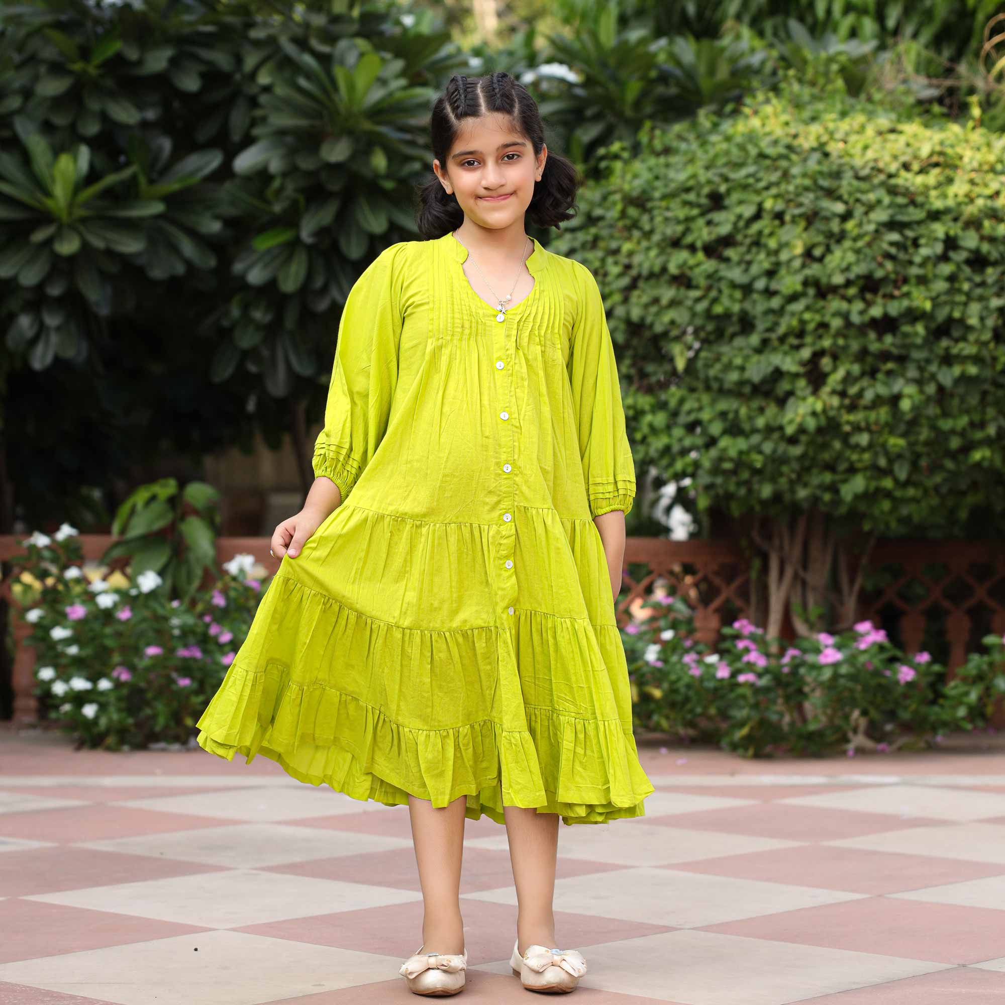 Lime Pop Kids Cotton Dress