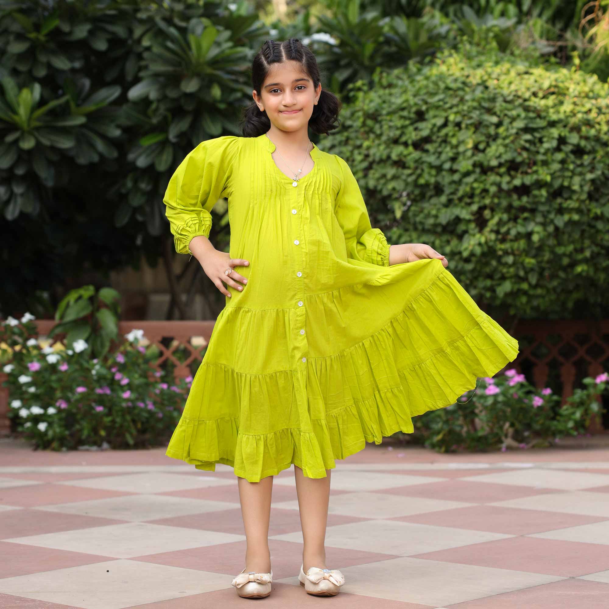 Lime Pop Kids Cotton Dress