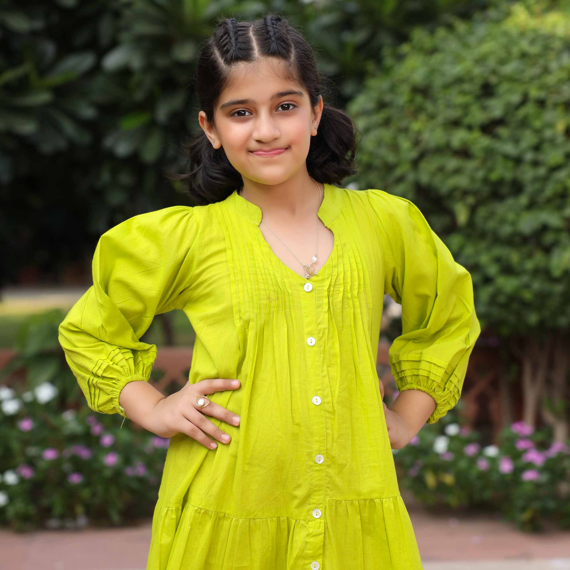 Lime Pop Kids Cotton Dress