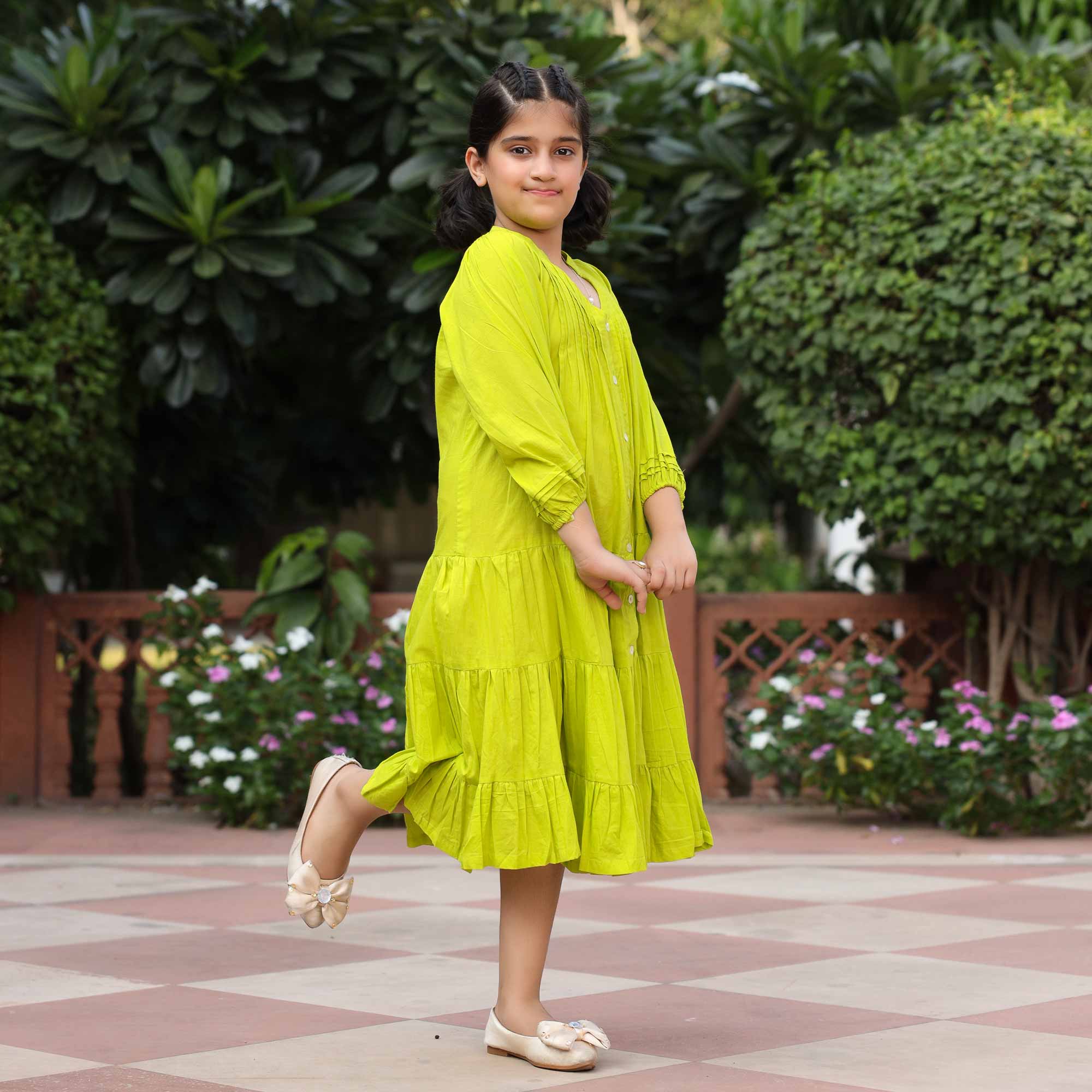 Lime Pop Kids Cotton Dress