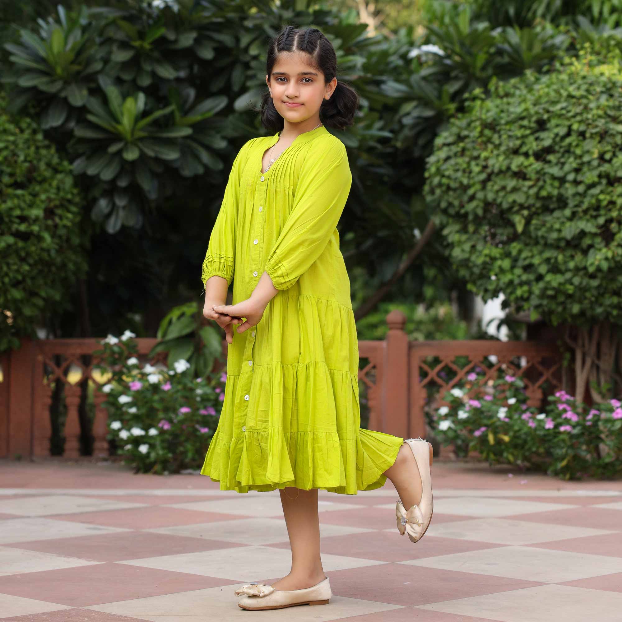 Lime Pop Kids Cotton Dress