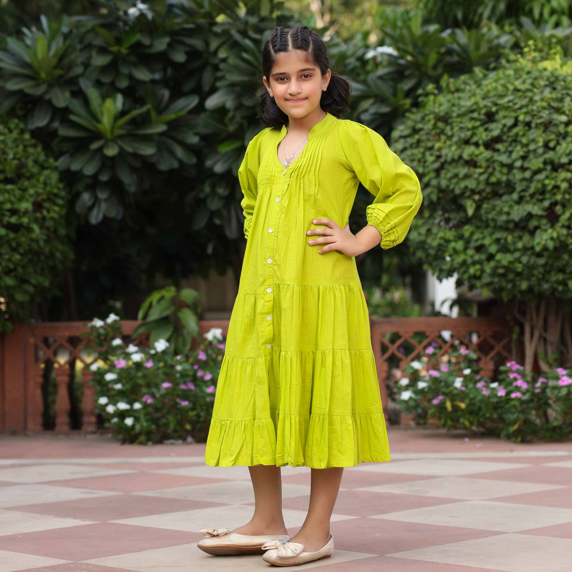 Lime Pop Kids Cotton Dress