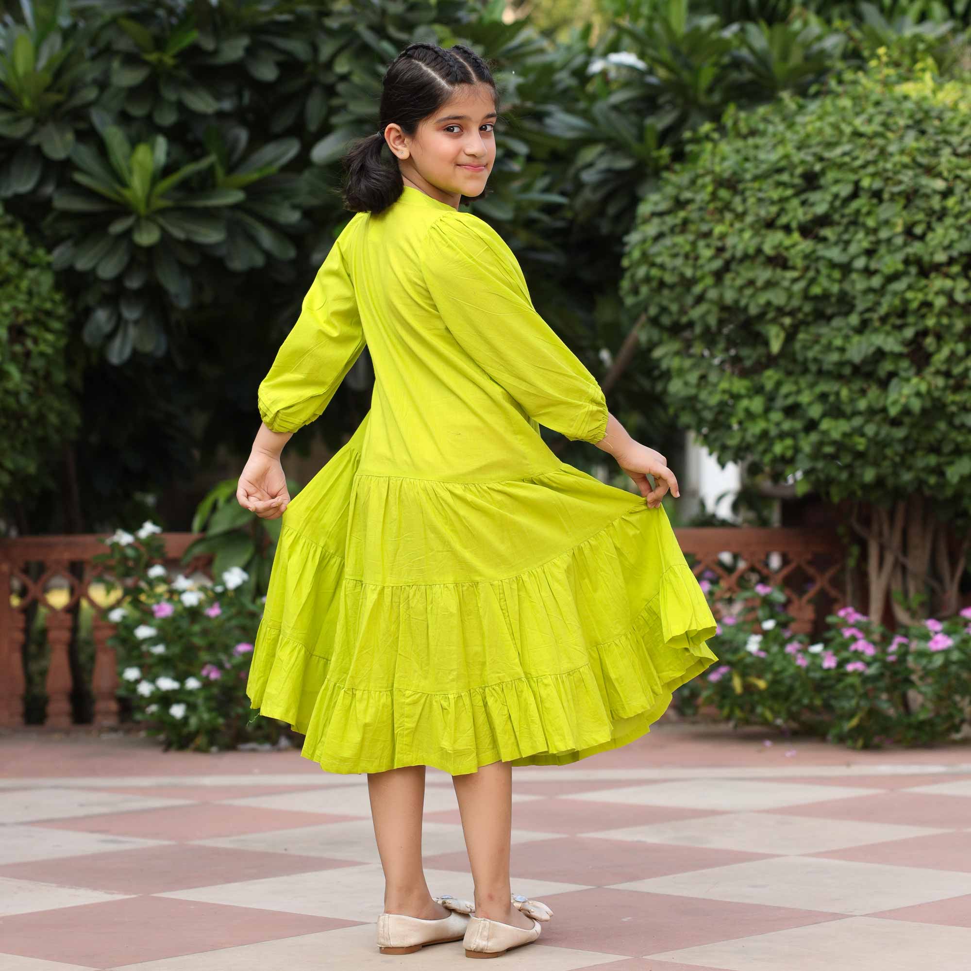 Lime Pop Kids Cotton Dress