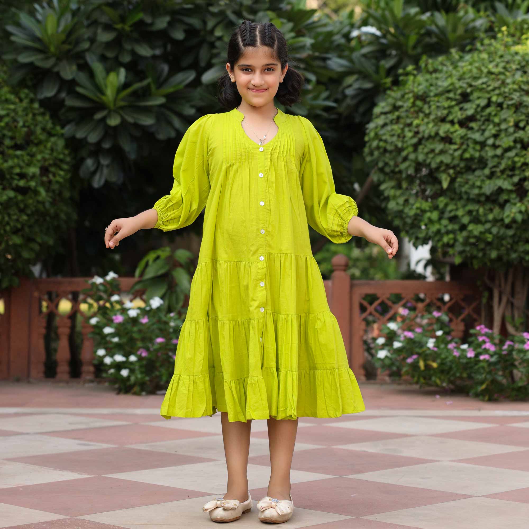 Lime Pop Kids Cotton Dress